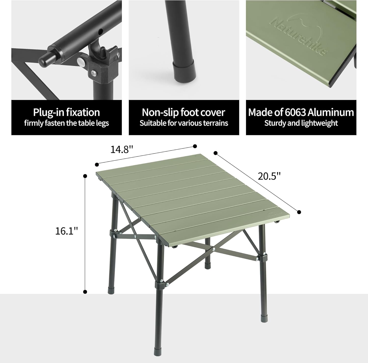 Naturehike Portable Camping Table, Aluminium Folding Table, Ultralight Camp Table Small Table for Camping Hiking Backpacking Outdoor Picnic