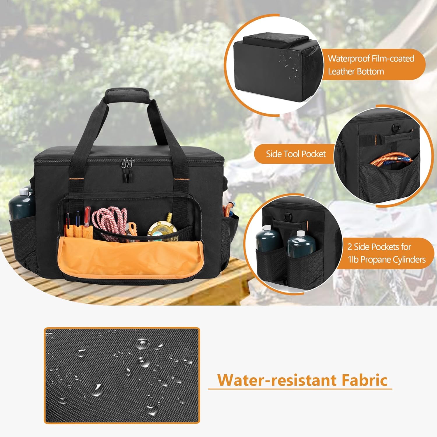 Alternative view of Camping Organizers and Storage, 4 Pcs Camping Packing Cubes with Carrying Bag for Easy Storage and Transport, 5-in-one Tactical Bag with Hard Bottom, Patented Design