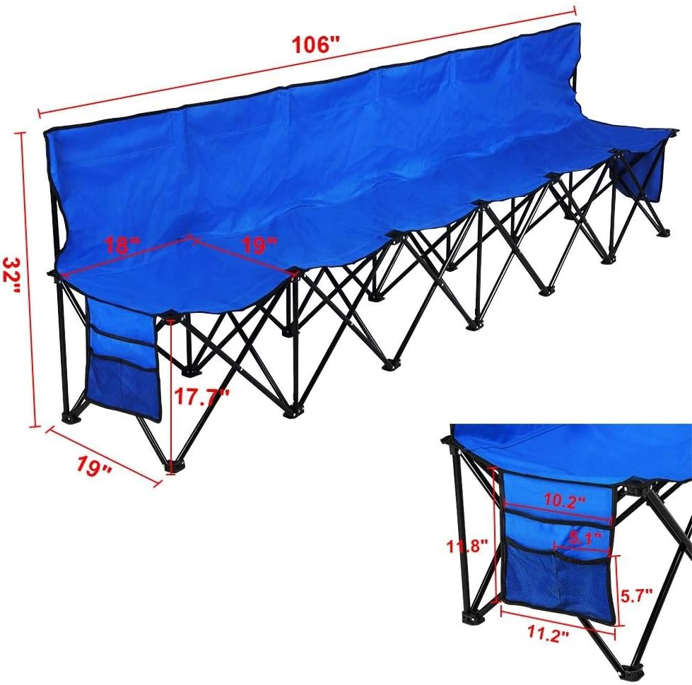Alternative view of Yaheetech Foldable Sideline Bench 600D Oxford Double Layer Fabric