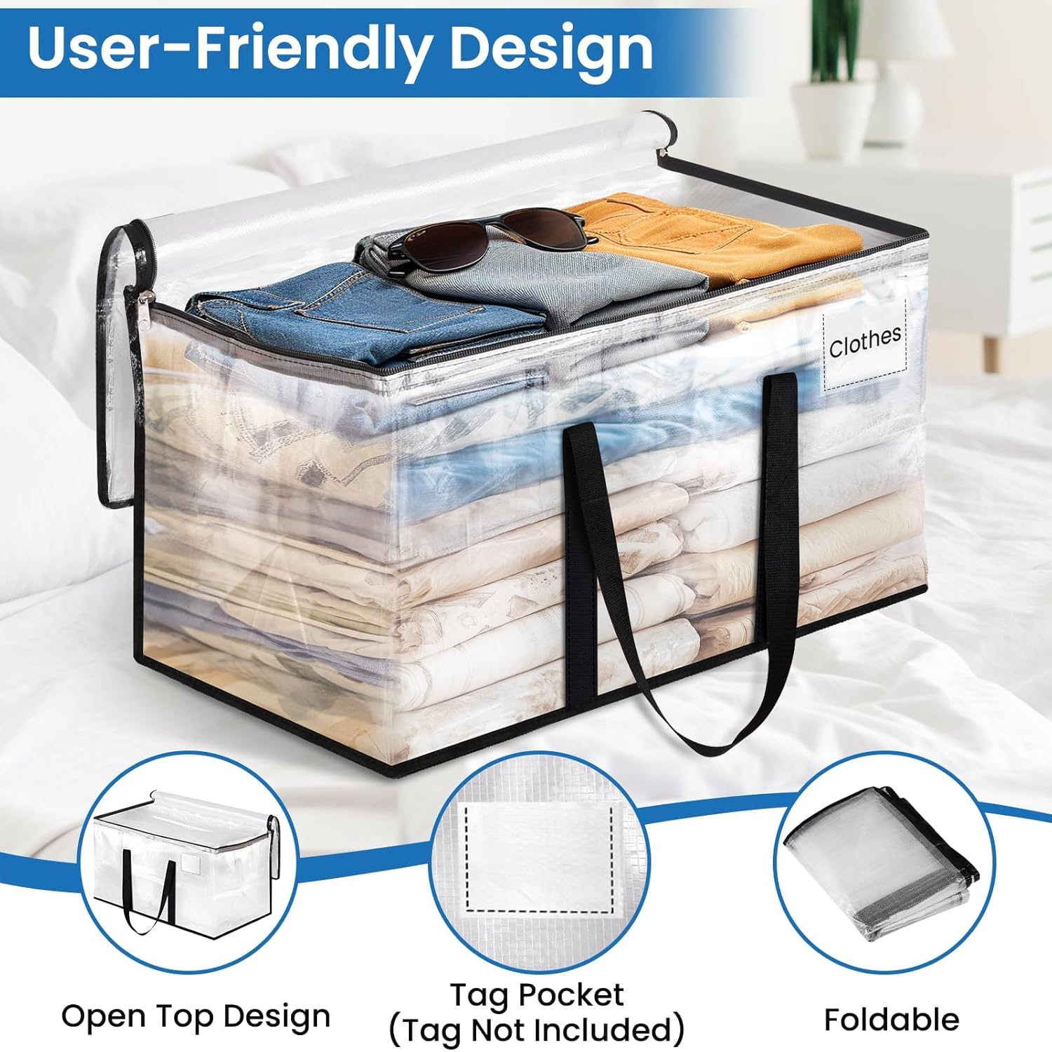 Alternative view of RoomHacks Heavy Duty Clear Moving Bags with Reinforced Handle and Double Zipper, Storage Totes, Packing Bags Alternative to Moving Essential and Supplies Box, Clear, Large, 6 Packs