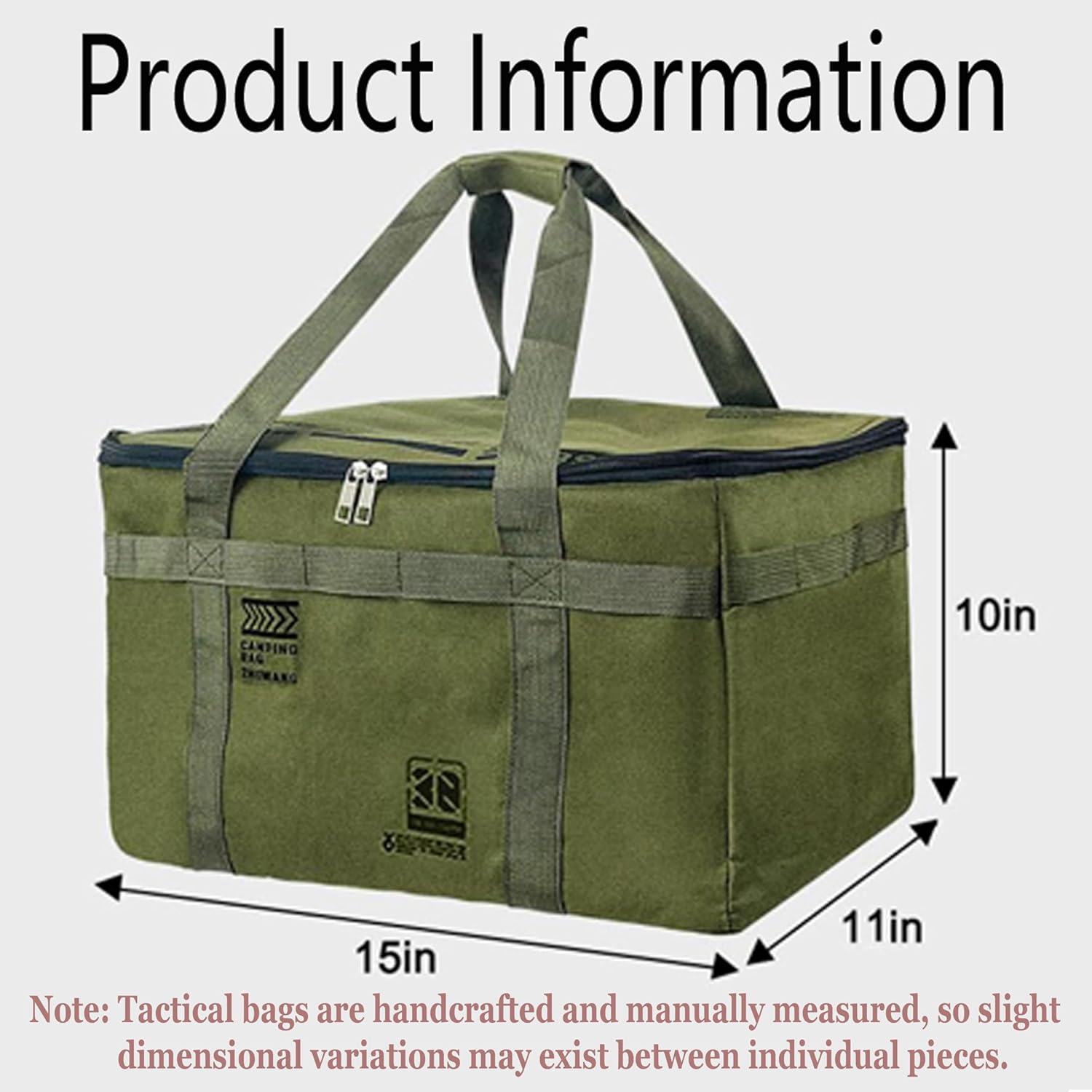 Alternative view of Tactical Camping Gear Storage Bag 30L,Utility Tote Bag Camping Kitchen Organizer, Military Green, Heavy-Duty Canvas, 380x280x260mm
