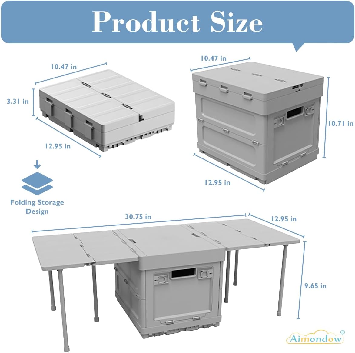 Alternative view of Folding Storage Box with Table, 3 in 1 Camping Collapsible Bins with Parking Warning Sign, Multifunctional Foldable Container, Outdoor Storage Bin for Picnic, Home, Office, Car