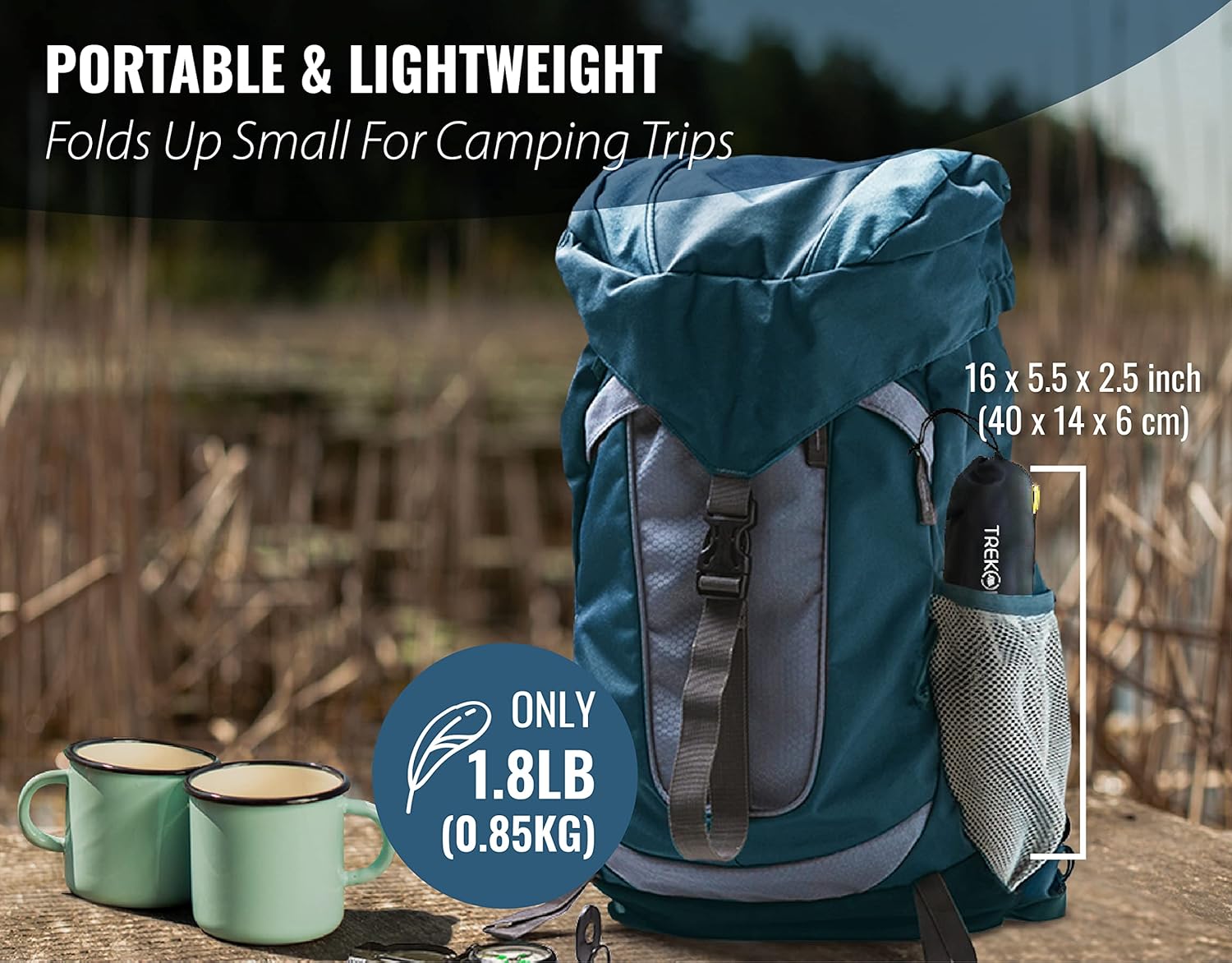 Alternative view of TREKOLOGY Small Camping Table - Beach Table That Fold Up - Lightweight, Foldable, Potable Folding Small Outdoor Table - for Camp, Hiking, Campers & Summer Outing Trip