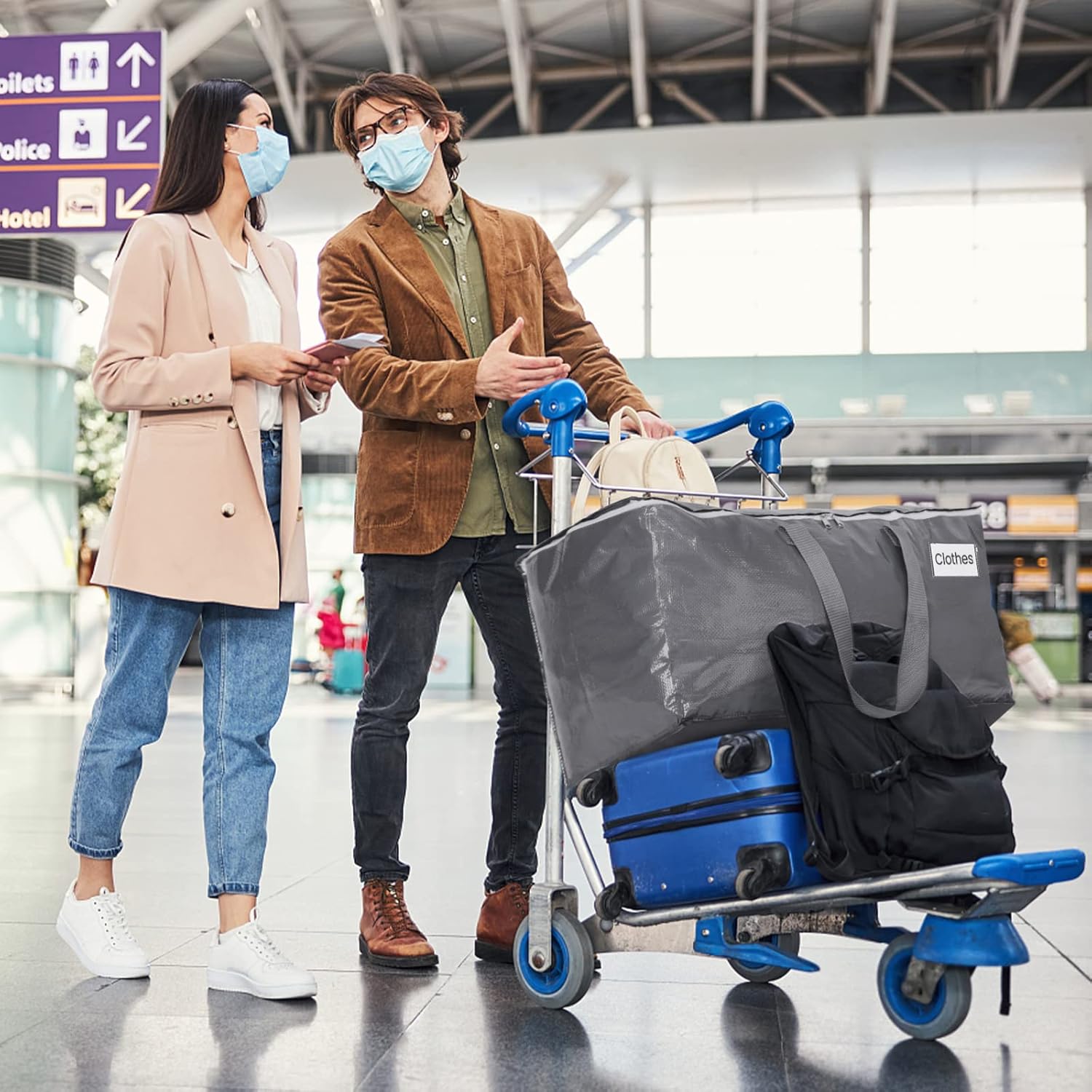 BlissTotes Large Moving Bags, Storage Bags with Zippers, Handles Moving Supplies with lids, Heavy Duty Totes for Storage Bags for Space Saving, Moving and Storing 93L, 6 Pack