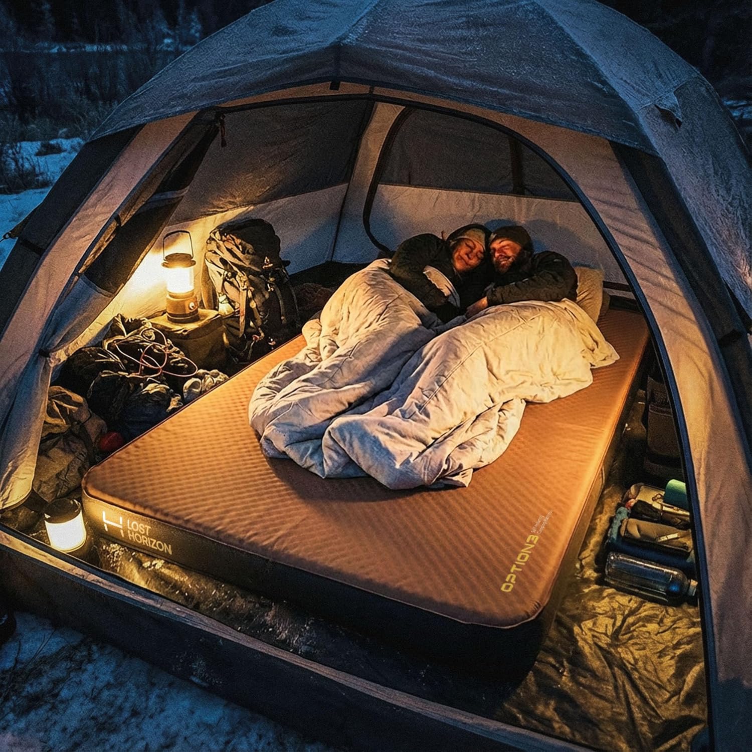 LOSTHORIZON Air & Foam Camping Mattress, Self-Inflating Sleeping Pad, 4.5" Thick, with Pump Sack, Full