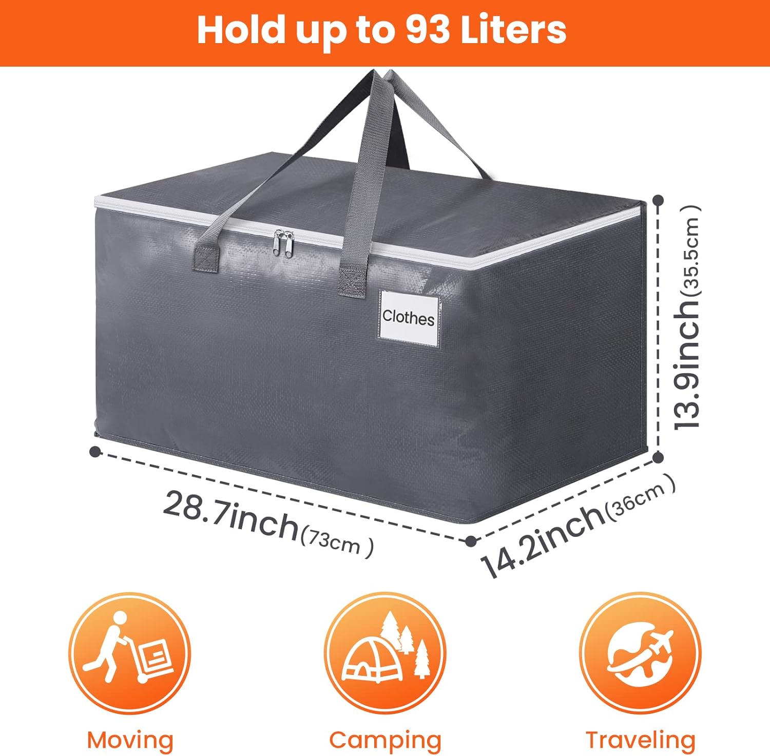 Alternative view of BlissTotes Large Moving Bags, Storage Bags with Zippers, Handles Moving Supplies with lids, Heavy Duty Totes for Storage Bags for Space Saving, Moving and Storing 93L, 6 Pack