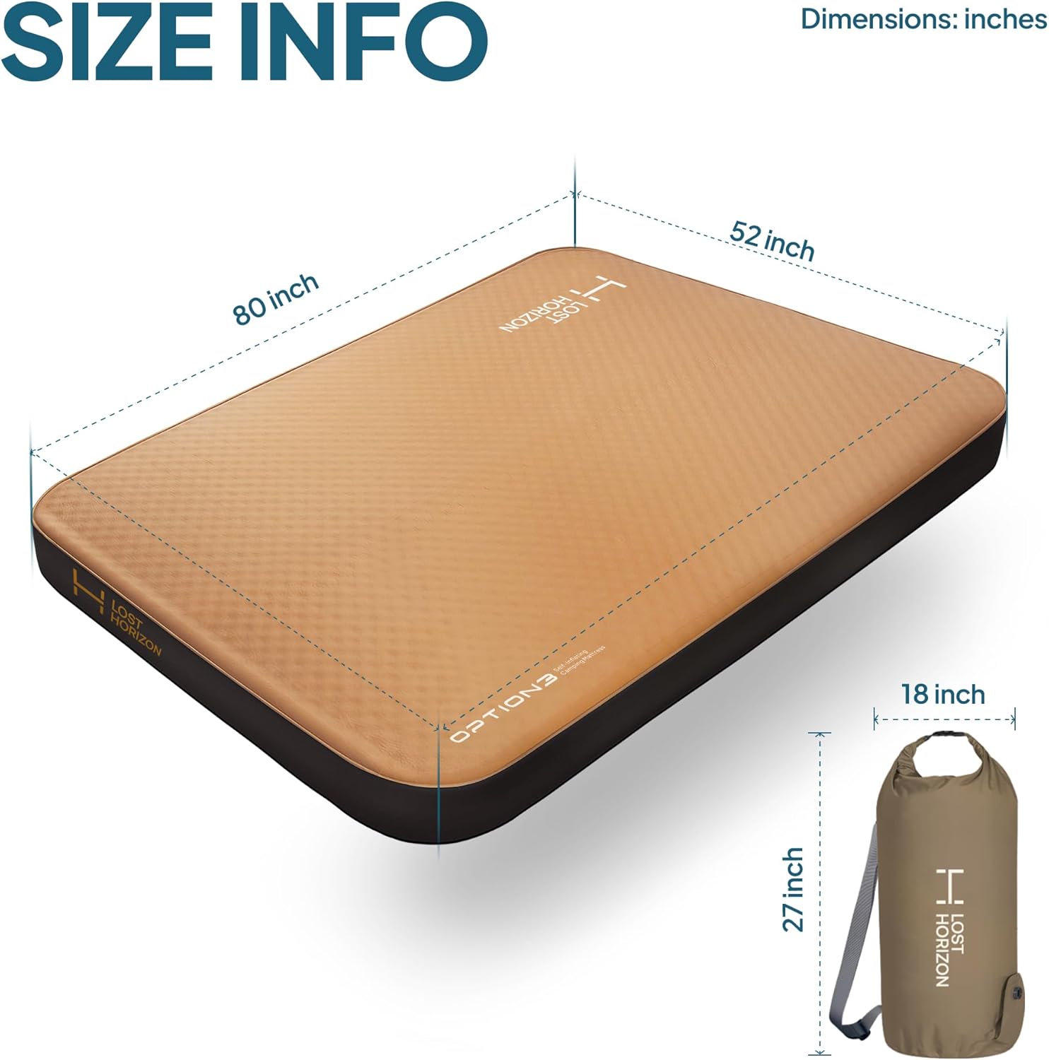 Alternative view of LOSTHORIZON Air & Foam Camping Mattress, Self-Inflating Sleeping Pad, 4.5" Thick, with Pump Sack, Full