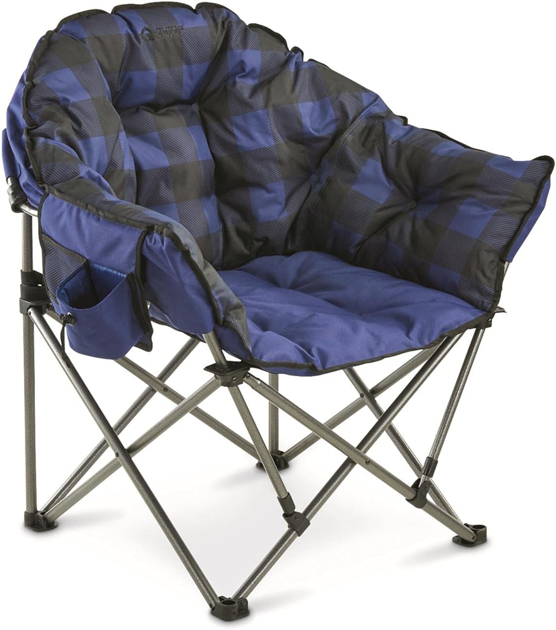 Alternative view of Guide Gear Club Camping Chair, Oversized, Portable, Folding with Padded Seats, 500-lb. Capacity Green Plaid