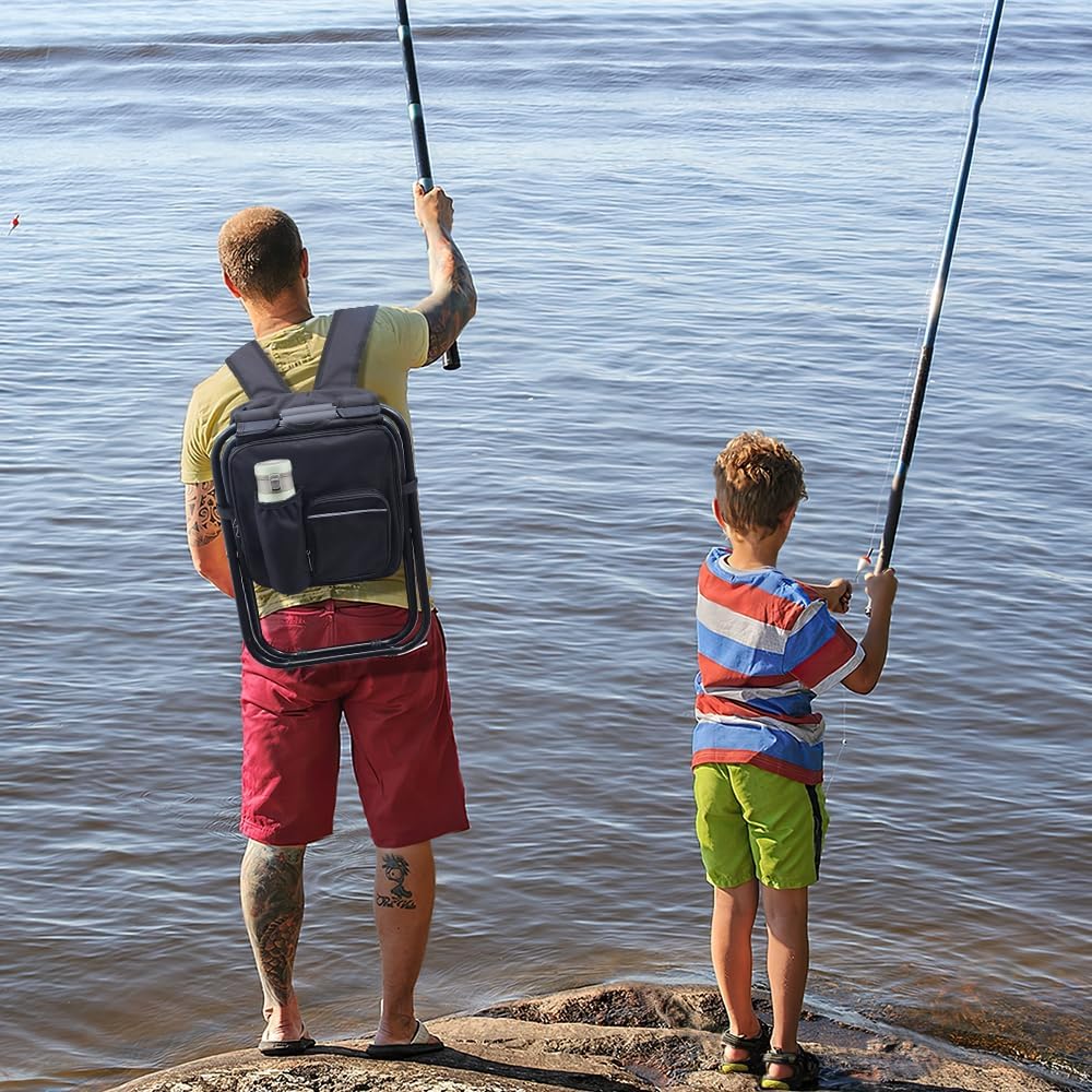 YESIACE Portable Folding Camping Stool, Backpack with Cooler Bag, Hiking Seat, Outdoor Fishing Hunting Gifts, Black