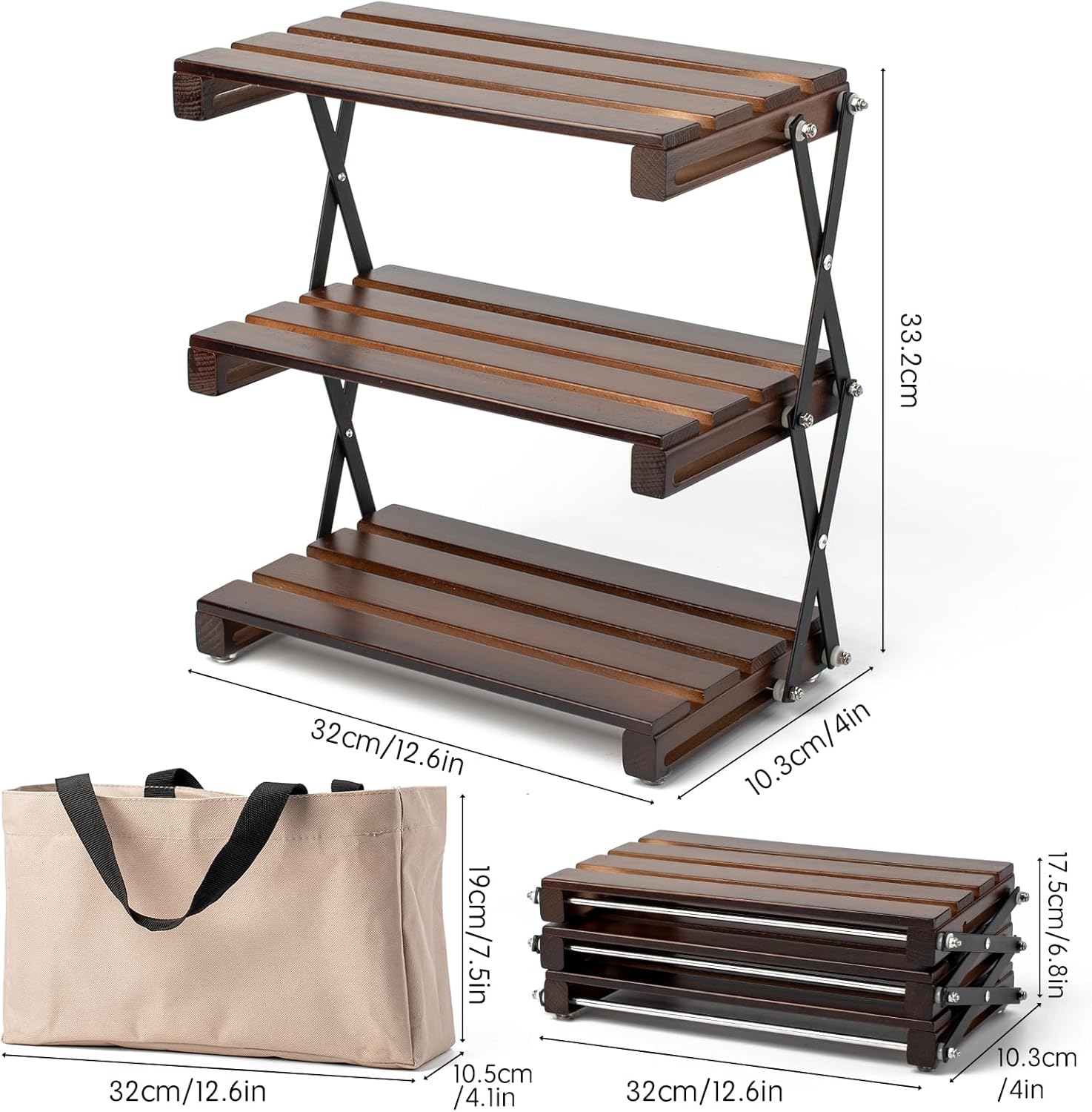 Alternative view of 3-Tier Compact Storage Rack - Lightweight,Camping Shelves, Lightweight Compact for Outdoor Picnic，Foldable Storage Shelves Portable Folding Camping Table with Storage