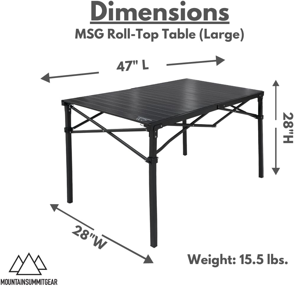 Alternative view of MOUNTAIN SUMMIT GEAR Heavy-Duty Roll-Top Table for Camping (Large) - Portable Aluminum-Top Folding Table with Steel Frame by Caddis Sports