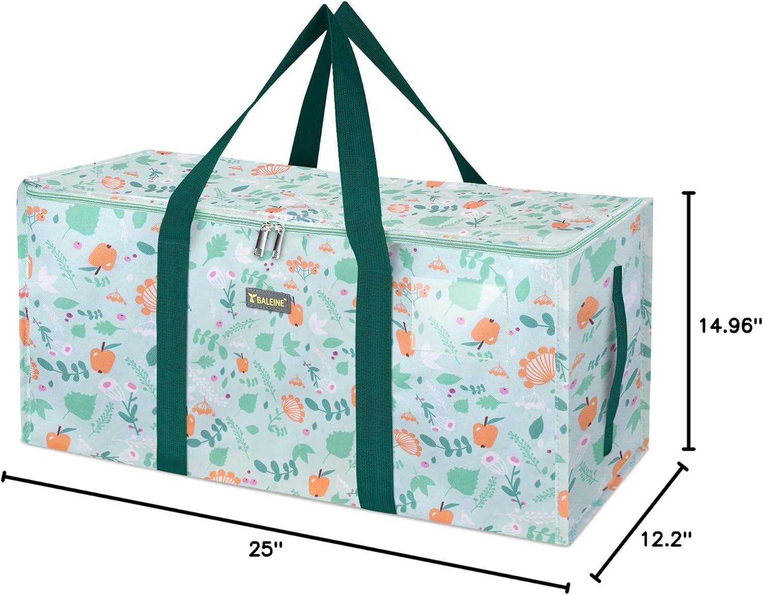 BALEINE Extra Large Storage Tote with Zippers & Carrying Handles, Heavy-Duty Oxford Fabric Moving Bags for Laundry, Space Saving, Storage, Spring Stroll