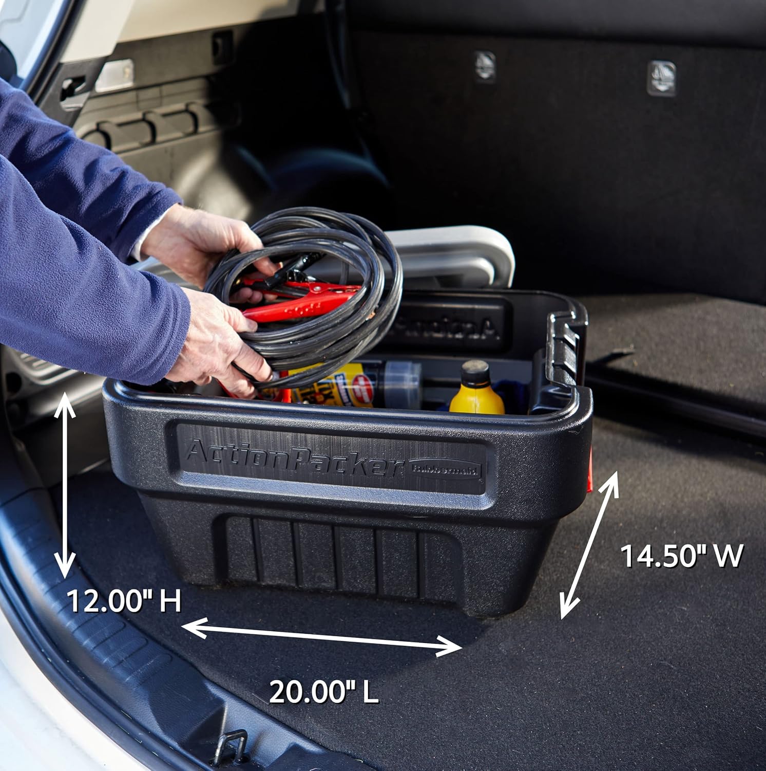 Alternative view of Rubbermaid® ActionPacker®️ 8 Gal Lockable Storage Box Pack of 4, Outdoor, Industrial, Rugged, Grey and Black