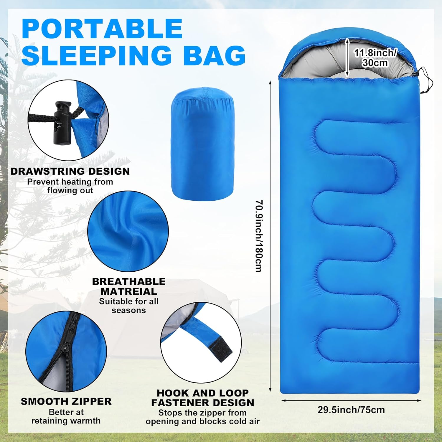 11 Pcs Camping Tent Set Include Sleeping Bag Tent Carry Sack Waterproof Camping Tarp Stainless Steel Mess Kit with Mug Bowls Utensils Complete Outdoor Travel Set