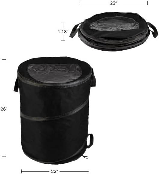 Alternative view of Collapsible Trash Can - 46-Gallon Garbage Can Outdoor Bin with 3 Stakes for RV, Camping, Storage, Recycling, or Yard Waste by Wakeman Outdoors (Black)