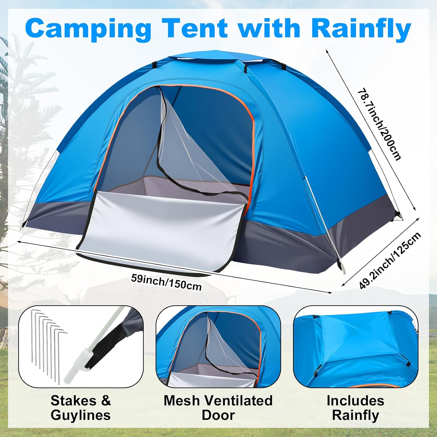 Alternative view of 11 Pcs Camping Tent Set Include Sleeping Bag Tent Carry Sack Waterproof Camping Tarp Stainless Steel Mess Kit with Mug Bowls Utensils Complete Outdoor Travel Set