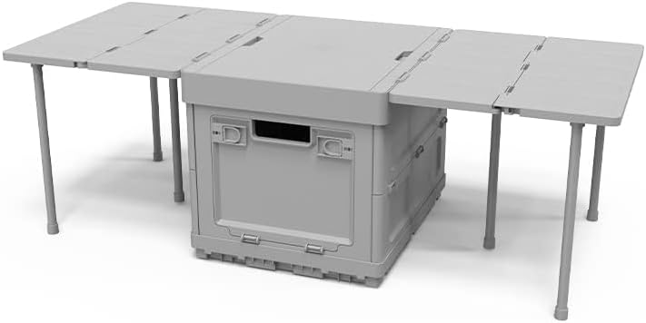 Alternative view of Folding Storage Camping Box with Table,3 in 1 Lightweight Camp Storage Box with Parking Warning Sign,Portable Foldable Compartment Table for Indoor, Outdoor, Fishing, BBQ, Picnic, Gray
