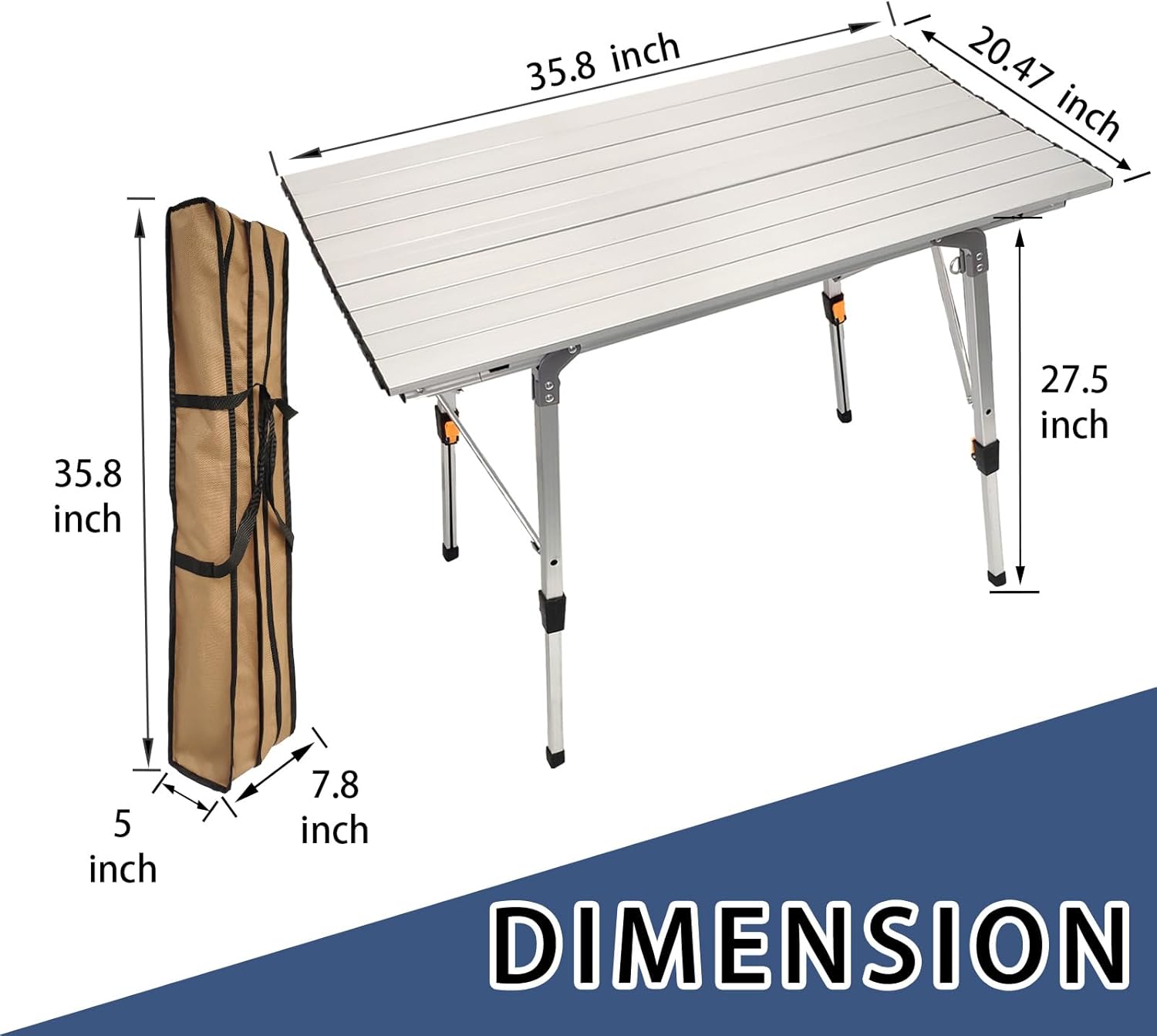 Alternative view of CampLand Adjustable Aluminum Camping Table, Portable Outdoor Folding Table, Lightweight Portable Surface for Camping, Picnic, Beach Trips & BBQ（Silver）