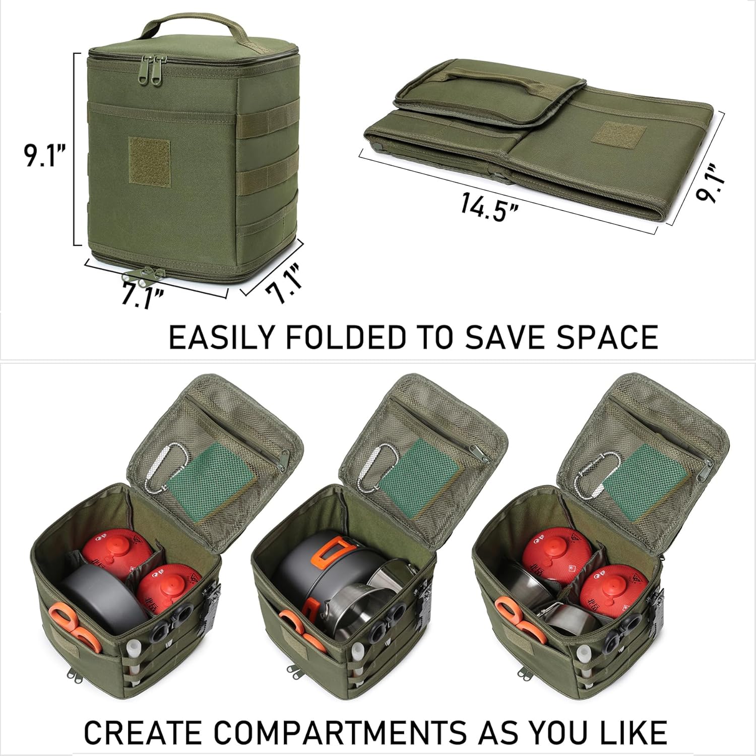 Alternative view of Lemubeane Tactical Camping Storage Bag 7L Utility Tote Bag Trunk Organizer (OD Green)