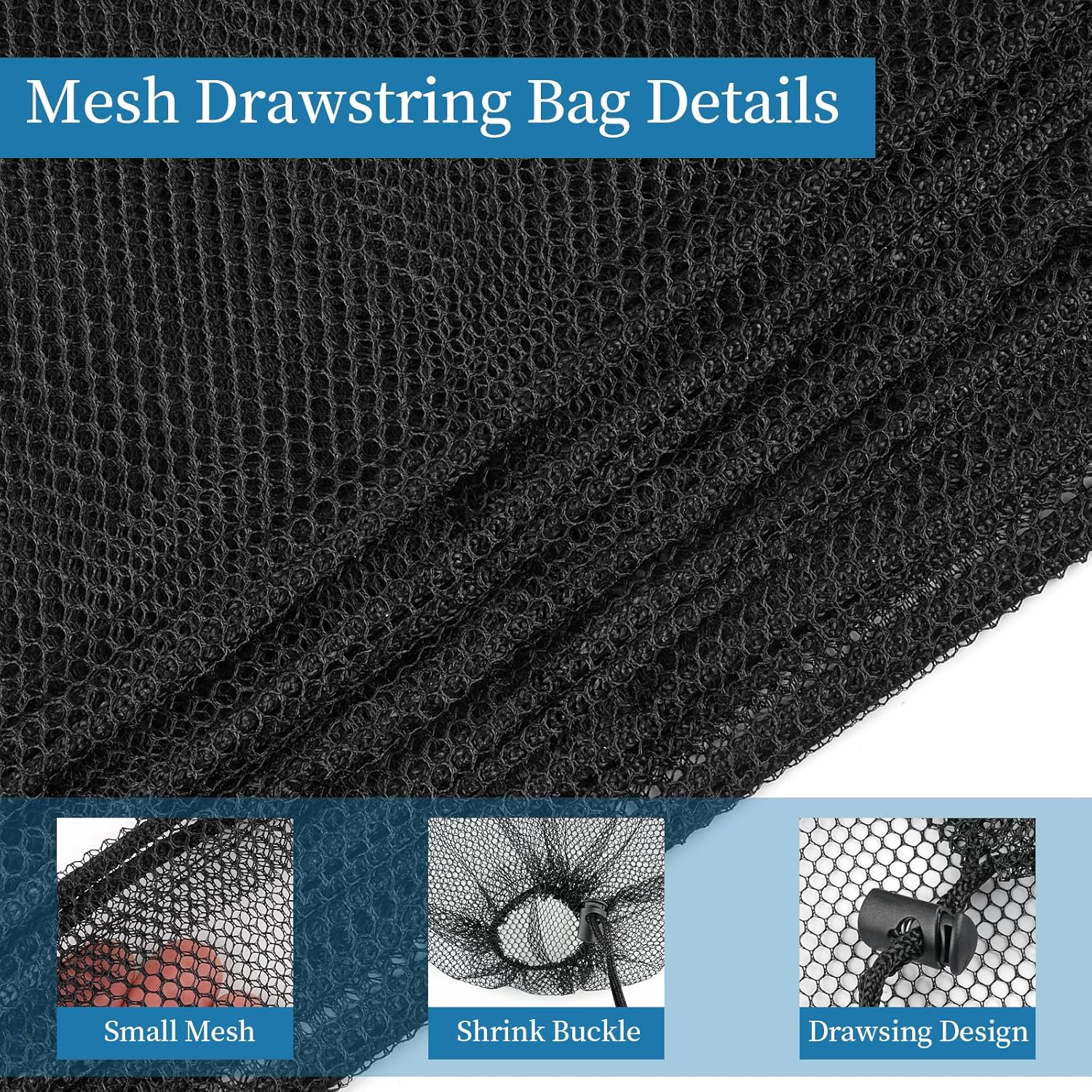 Alternative view of 6 Pcs Mesh Bags Drawstring, 14x17 Inch with Lock, Multipurpose Storage Bags for Gym, Balls, Beach, Laundry(Black)
