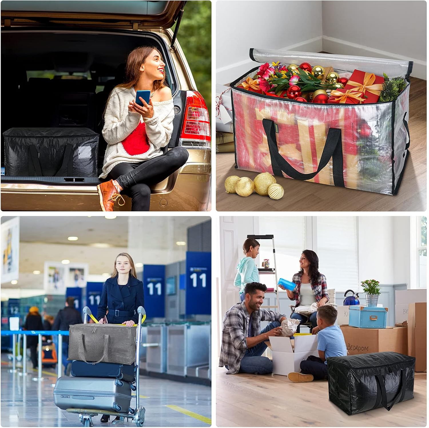 Alternative view of BALEINE 6-Pack Oversized Moving Bags with Reinforced Handles, Heavy-Duty Storage Tote for Clothes, Moving Supplies (Black, 6-Pack)