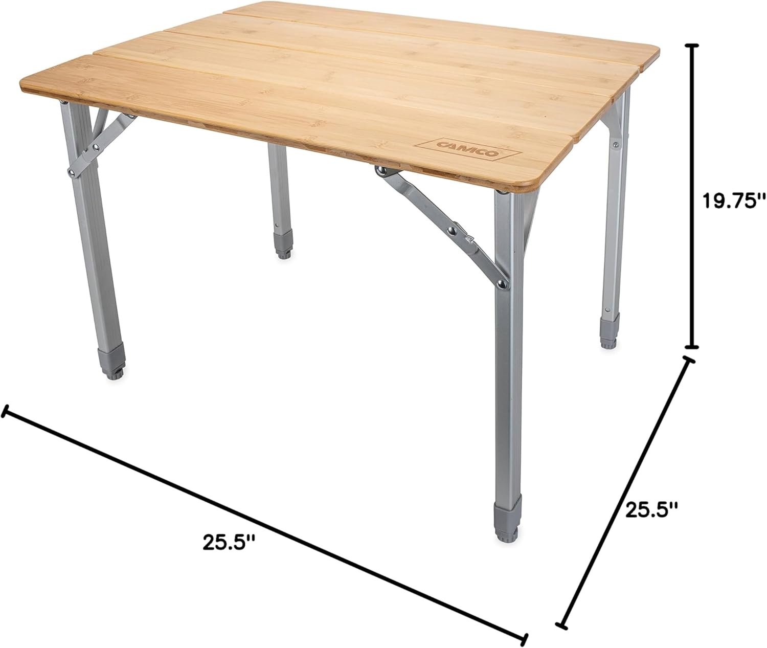 Alternative view of Camco Bamboo Folding Camping Table with Aluminum Legs - Natural Bamboo Top Measures 25 ½ x 19 ¾-inches & Supports Up to 85lbs - Lightweight for Added Portability & Includes Storage Bag (51895)
