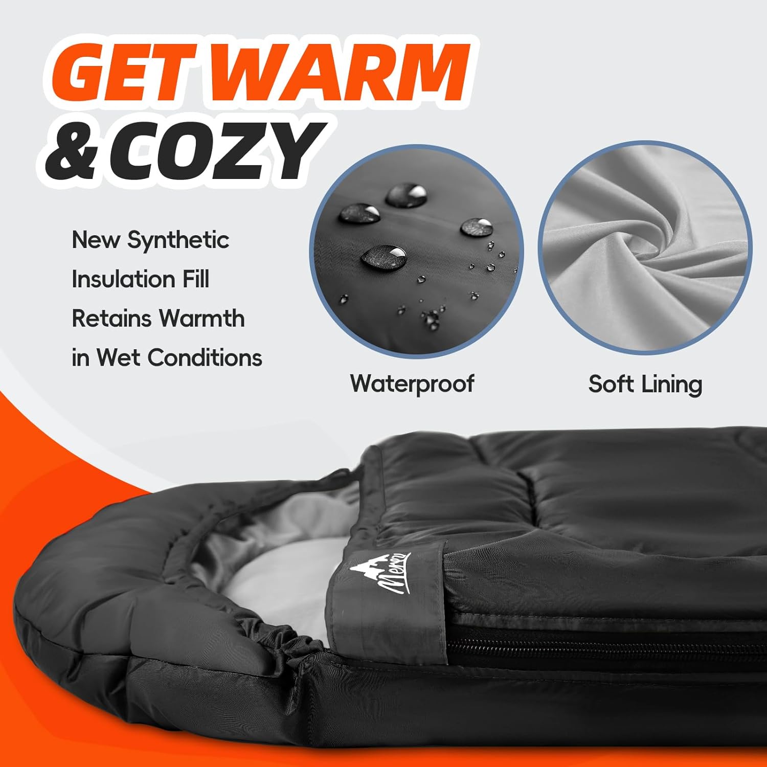 Alternative view of MEREZA Sleeping Bags XL for Adults Cold Weather Mens Large Wide Sleeping Bag for Big and Tall Girls Boys with Compression Sack for Camping Backpacking Warm & Cool Weather