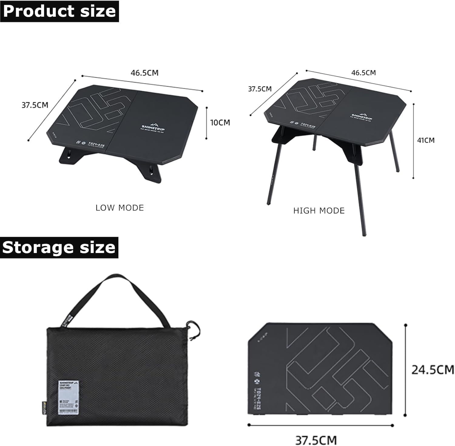 Folding Camp Table, 2 in1 Adjustable Height(16 inch/4 inch) Foldable Camping Desk, Outdoor Camping Table Picnic Table for Cooking, Beach, Hiking, Travel, Fishing, BBQ