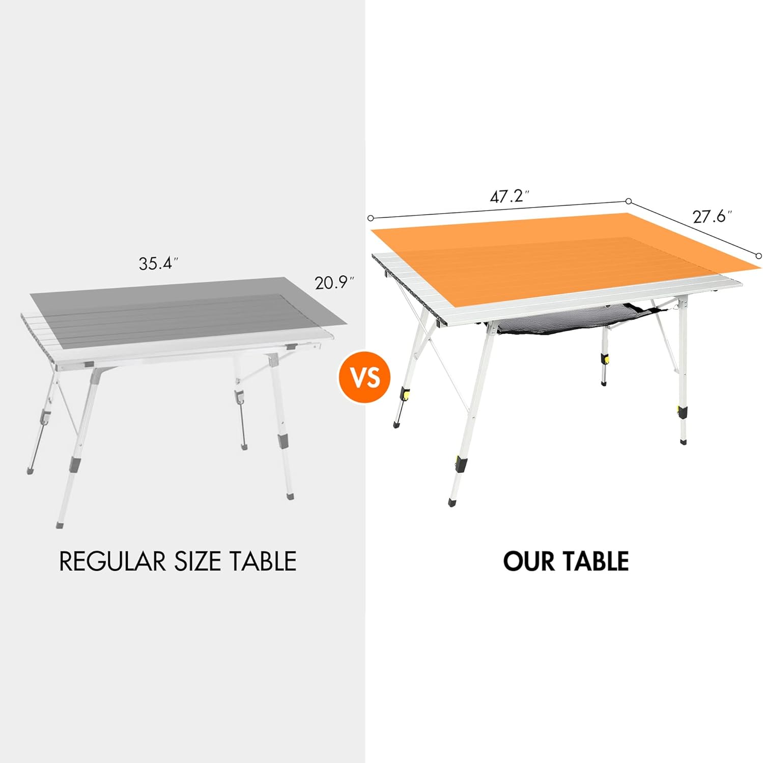 Alternative view of PORTAL Camping Table Portable Foldable with Adjustable Legs, Aluminum Folding Table Roll Up Table with Carrying Bag for Outdoor, Beach, Picnic, Backyards, BBQ and Party, Silver, Big