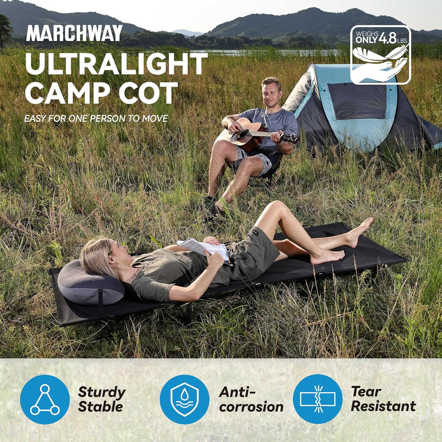 Alternative view of MARCHWAY Ultralight Folding Tent Camping Cot Bed, Portable Compact for Outdoor Travel, Base Camp, Hiking, Mountaineering, Lightweight Backpacking (Black)