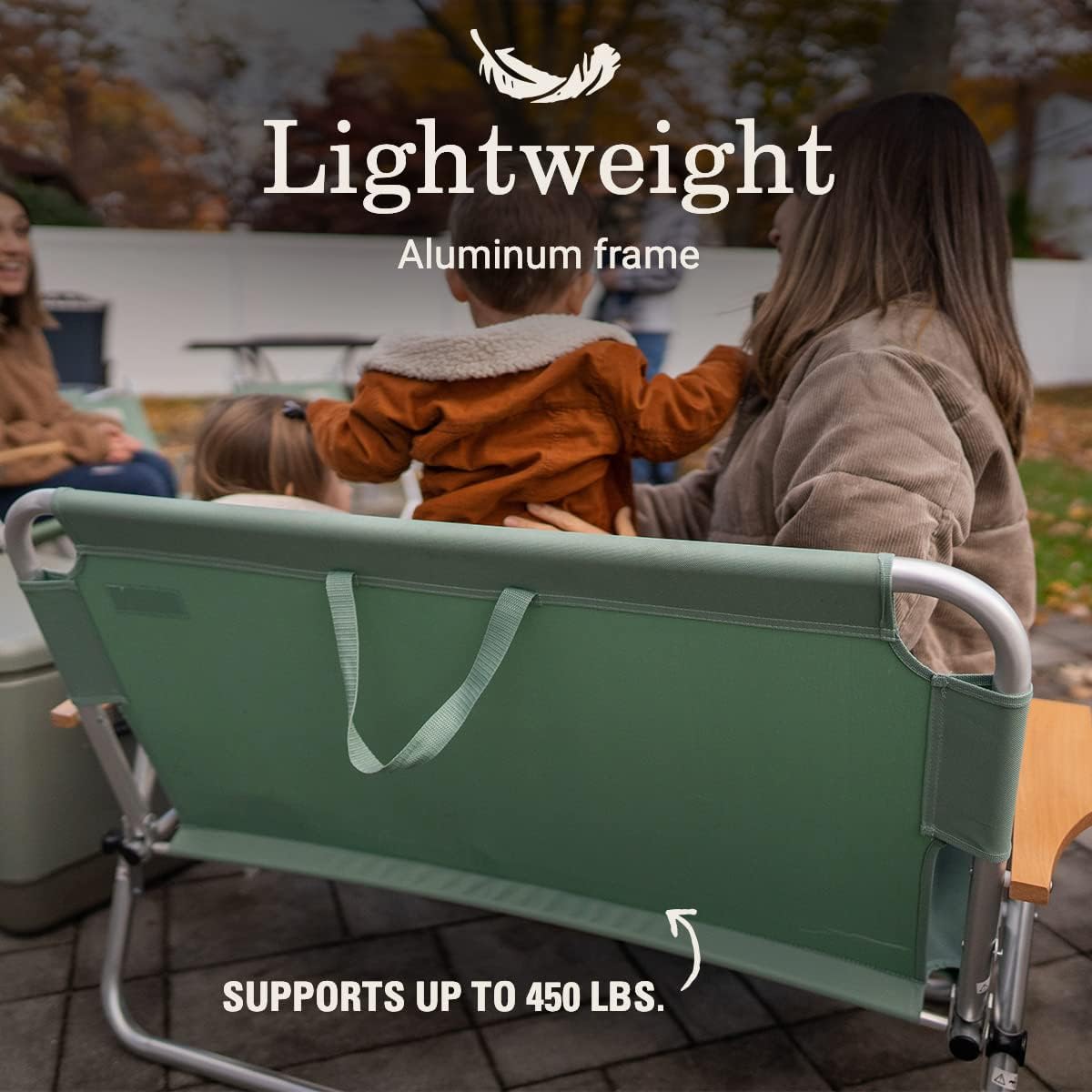 Coleman Living Collection Premium Outdoor Bench, Lightweight Folding Bench Seats 2 People, Supports up to 450lbs, Great for Patio, Yard, Deck, Campsite, Tailgate, & More