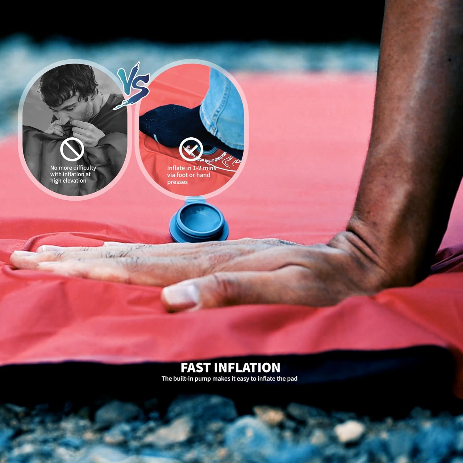 Alternative view of ZOOOBELIVES Camping Sleeping Pad with Built-in Pump & Pillow, 5-Inch Thick, 27-Inch Wide, Ultralight Inflatable Camp Mat with Snap Buttons, Compact for Hiking Backpacking and Travel - Airlite1901