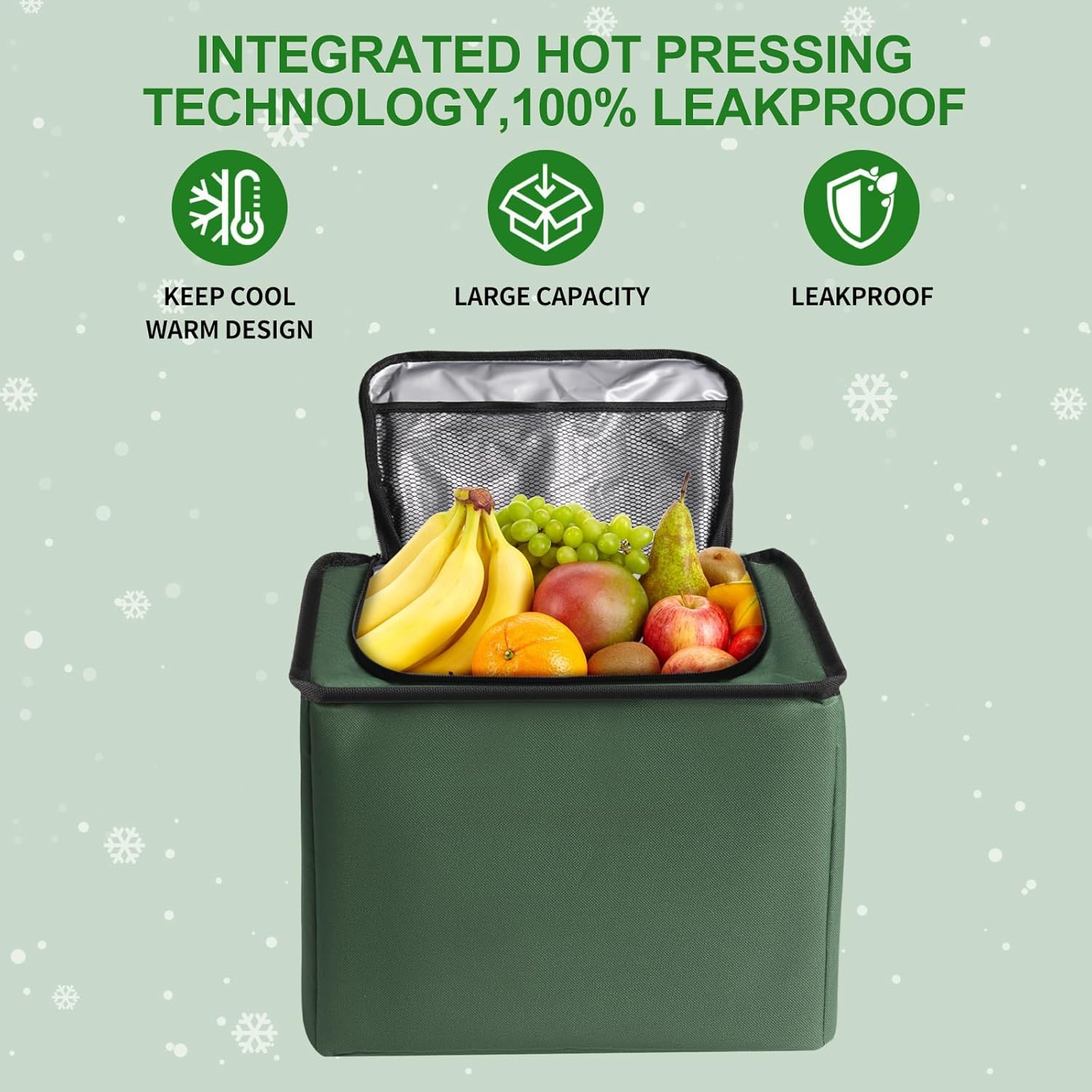 Alternative view of Snuopfy Car Trunk Organizer,115L Heavy Duty Collapsible Trunk Storage, with Insulated Leakproof Cooler Bag Vehicle Cargo Organizer with Lid, 3 Compartments, Straps For Car,Suv,Jeep,Sedan-Green