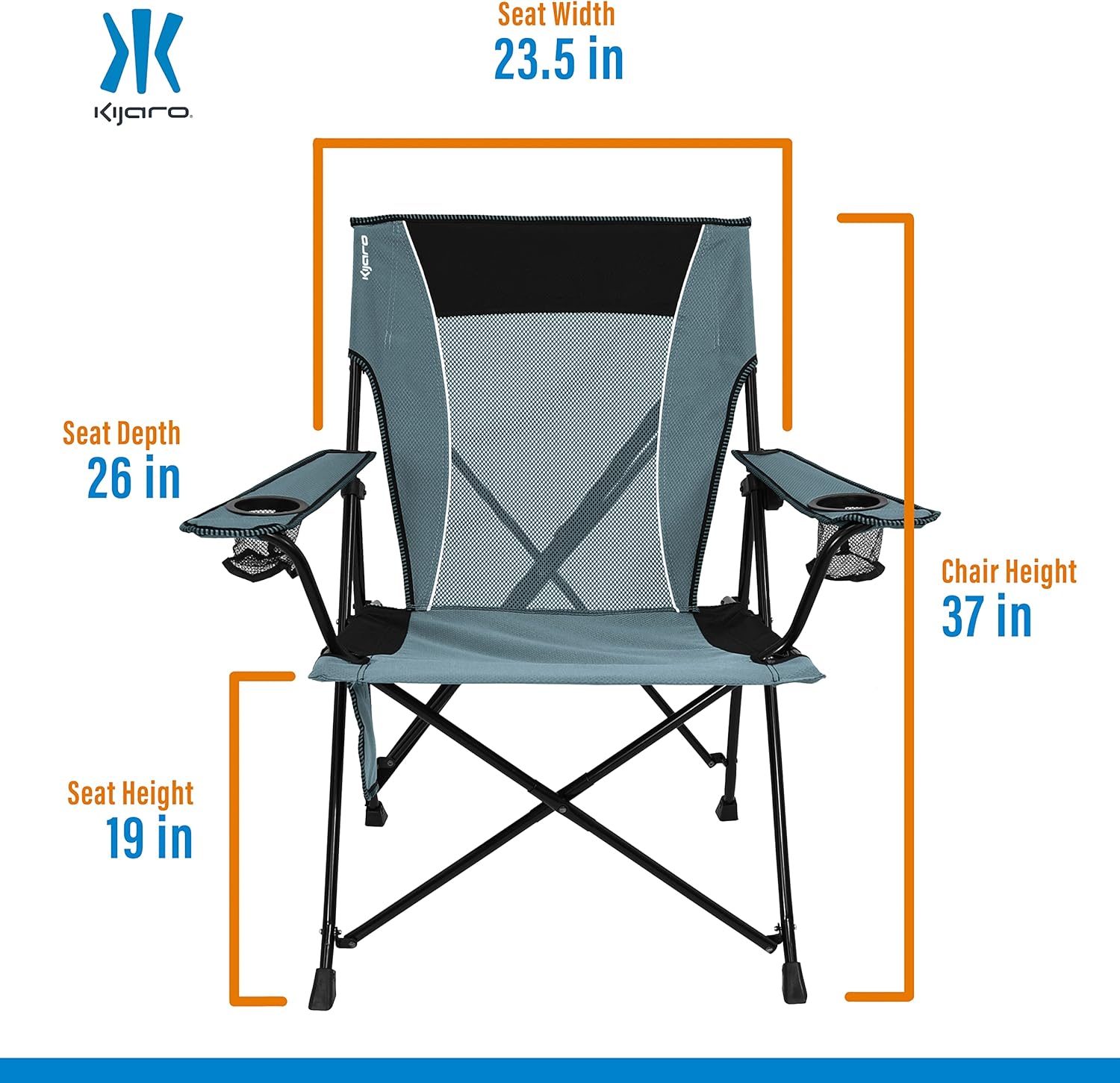 Alternative view of Kijaro Portable Camping Chairs - Enjoy the Outdoors with a Versatile Folding Sports Chair for Outdoor & Lawn - Dual Lock Feature Locks Position u2013 Hallet Peak Gray