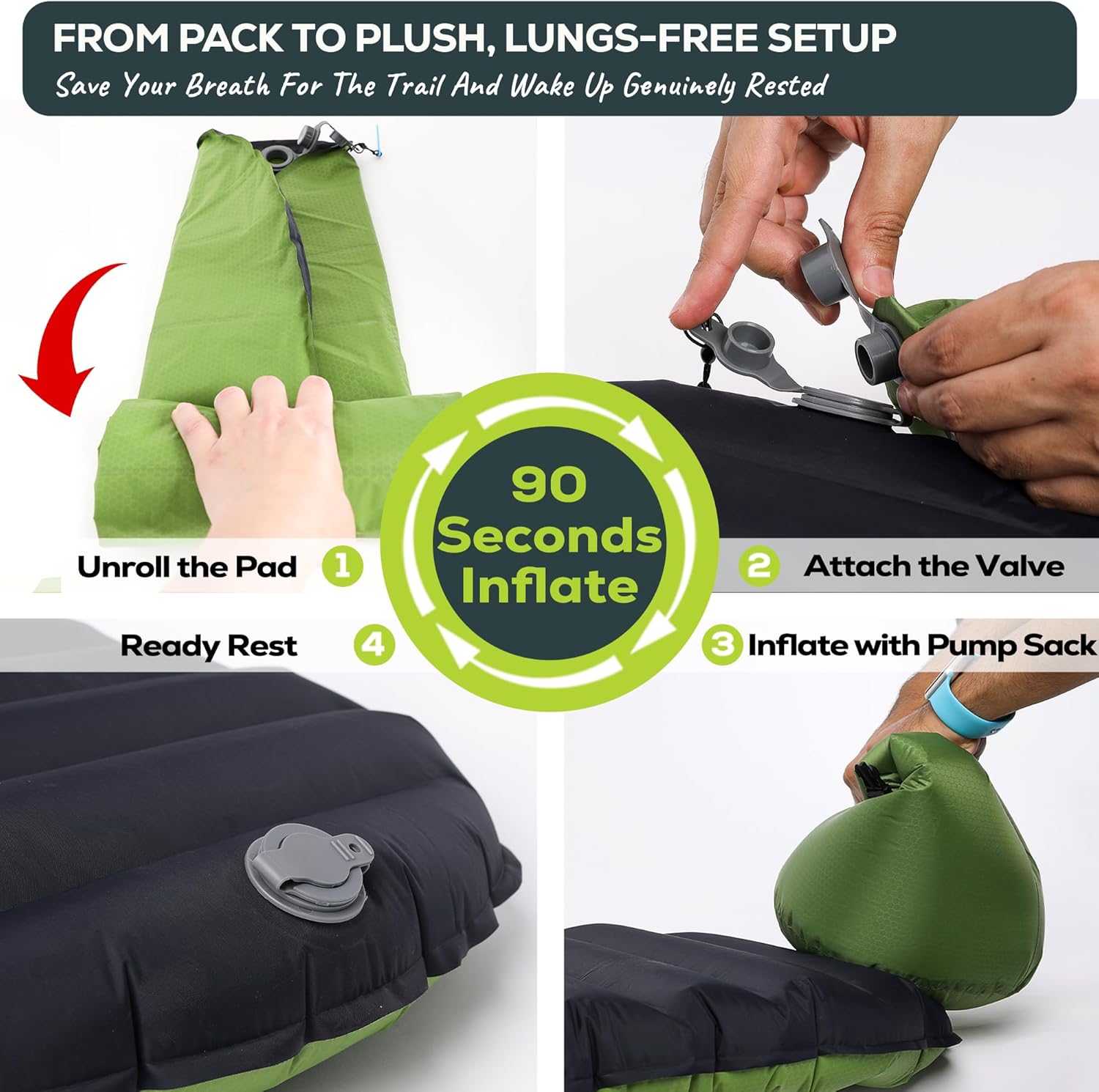 Alternative view of Gear Doctors ApolloAir 5.2 R-Value [25oz] Ultralight Insulated Inflatable Camping Sleeping Pad u2014 Backpacking Sleeping Pad u2014 Camping Mattress Compact Lightweight for Hikingu2014Air Mattress for Backpacking