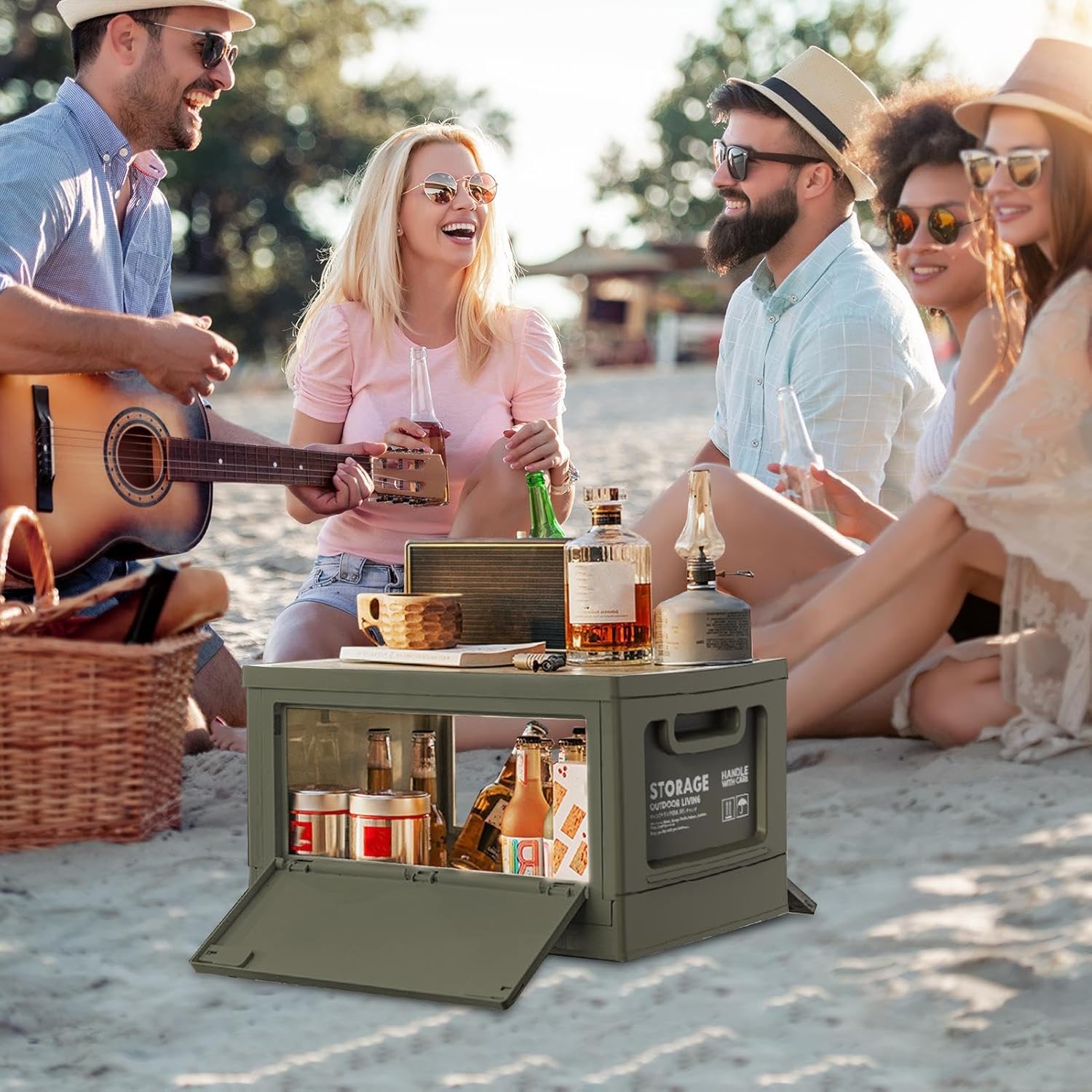 Camping Storage Organizer - Camping Storage Containers, Large Capacity Stackable Storage Bins with Lids - Portable Weather Proof Storage Container Camping Chuck Box for Outdoor Activities