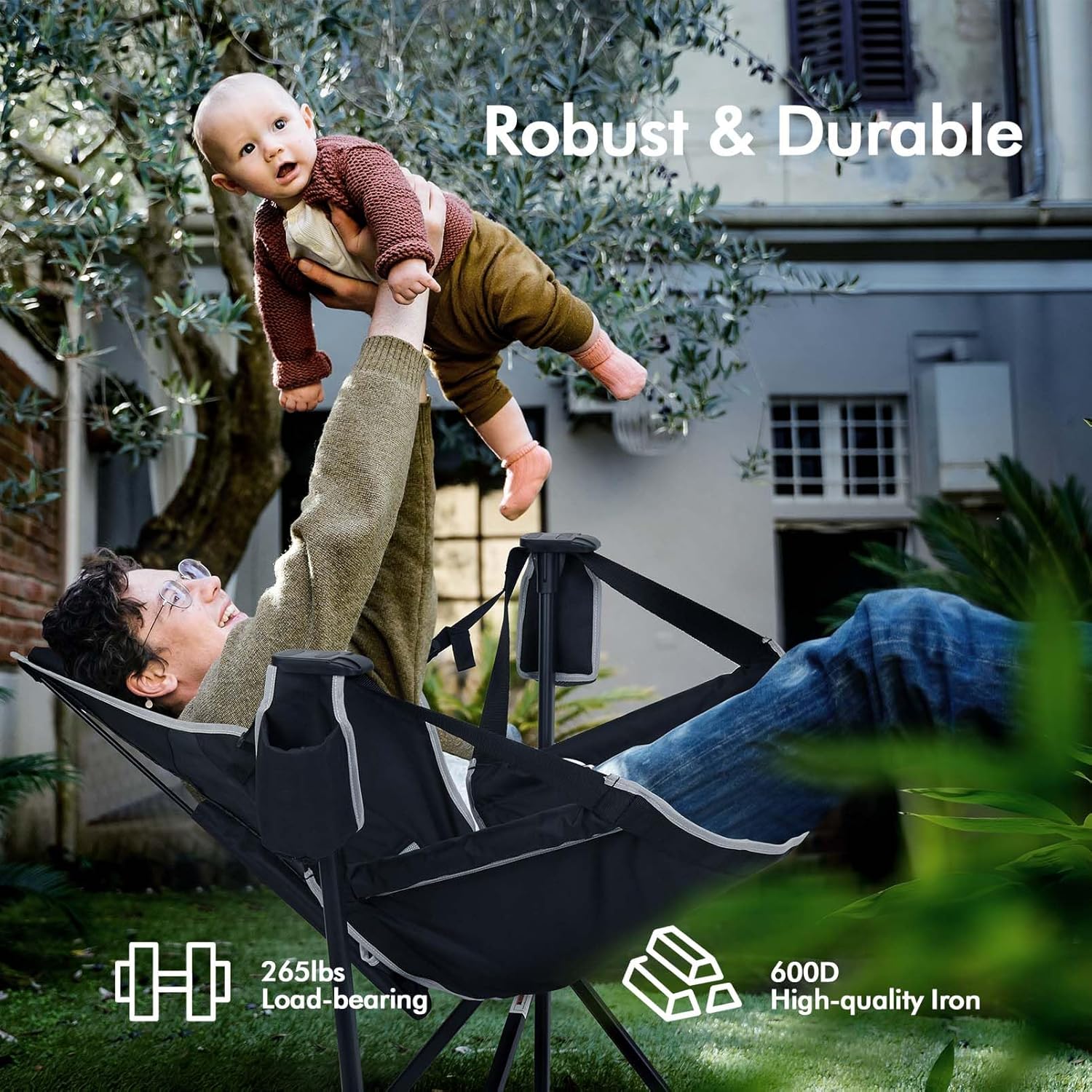 Alternative view of AKSOUL Hammock Camping Chair Swinging: Foldable & Portable Swing Chairs with Storage Bag - 265lbs Adult Weight Capacity - Folding Rocking for Lawn Camp Stargazer Outdoor