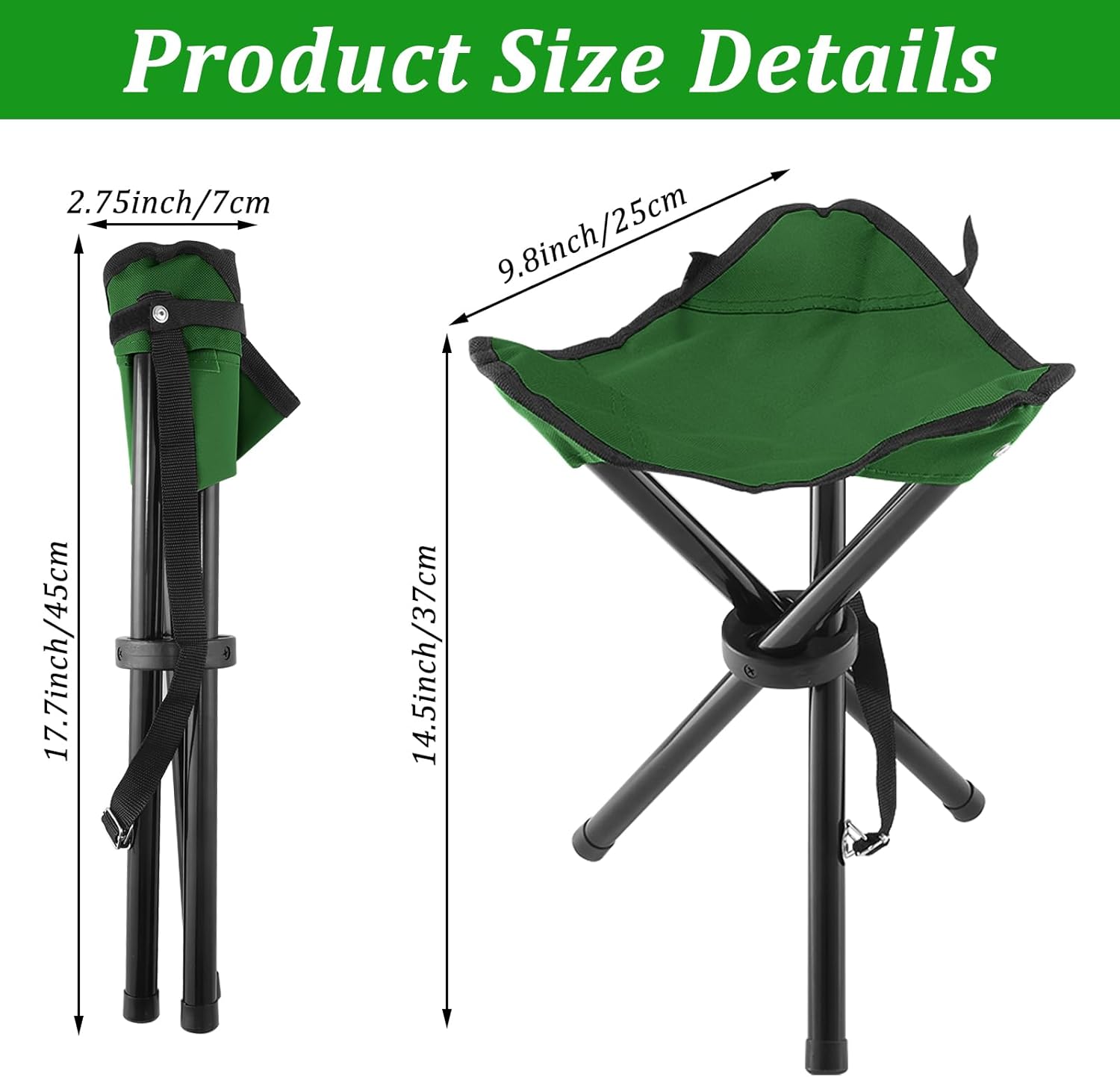 Folding Camping Stool,Portable Travel Outdoor Tripod Seat,Green Folding Camping Chairs for Camping Party Mountaineering Picnic Beach Garden Lawn