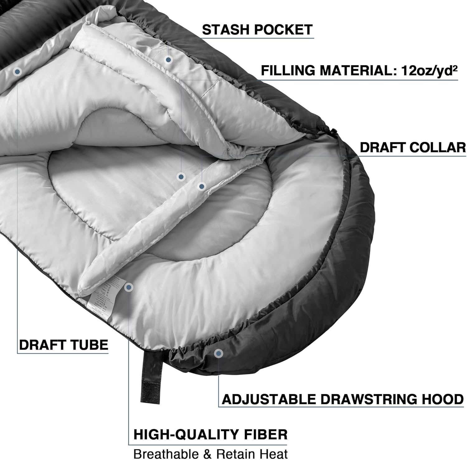 Alternative view of Atarashi Camping Sleeping Bag- 4 Seasons for Adults, Light, Warm, Extra-Large with Compression Sack- Great for Hiking, Backpacking & Outdoor Adventures