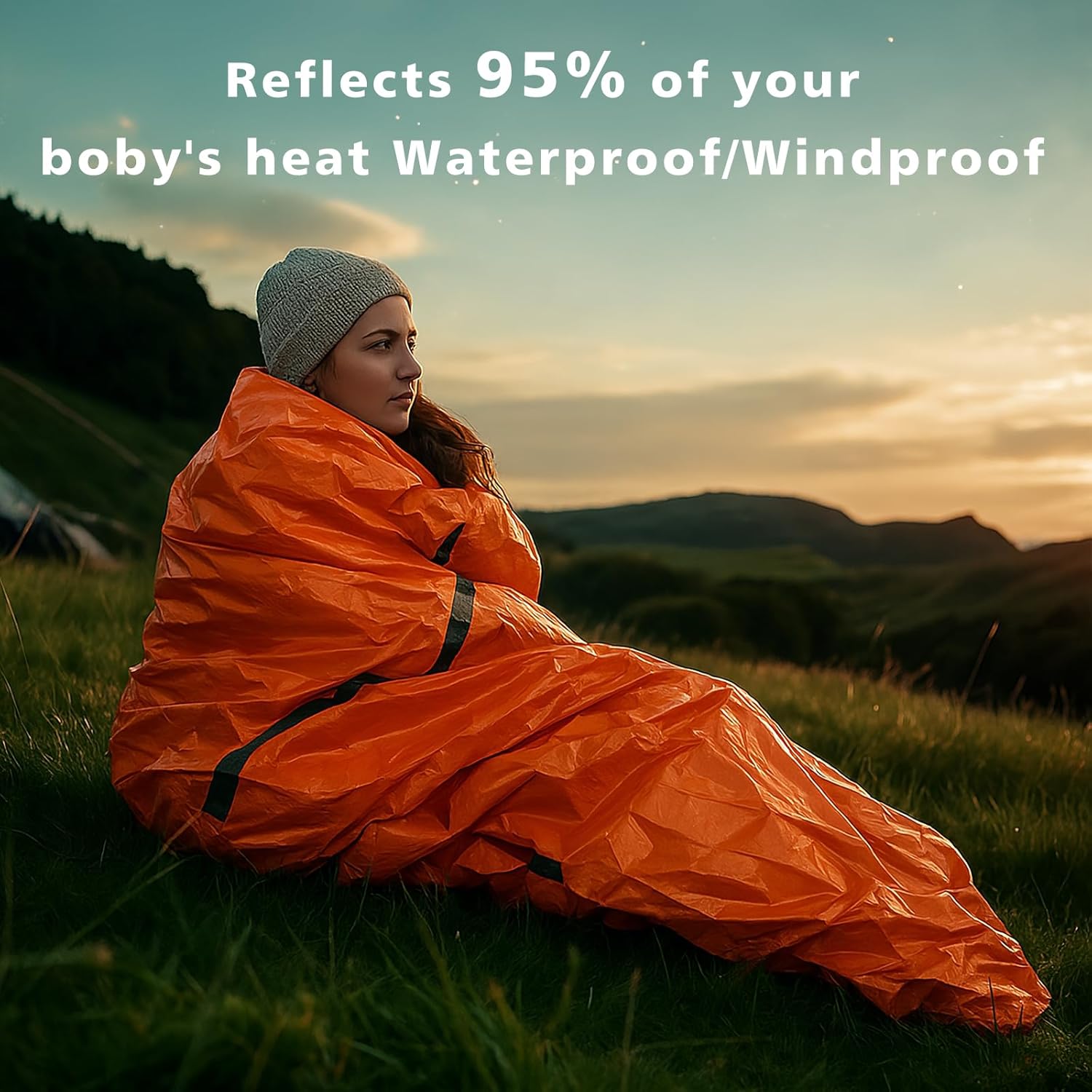 Alternative view of Zmoon Emergency Sleeping Bag Survival Bag, Portable Waterproof Thermal Bivy Sacks,Bivvy Bags,Camping Mylar Sleeping Bag Survival Gear Emergency Blankets Survival Shelter