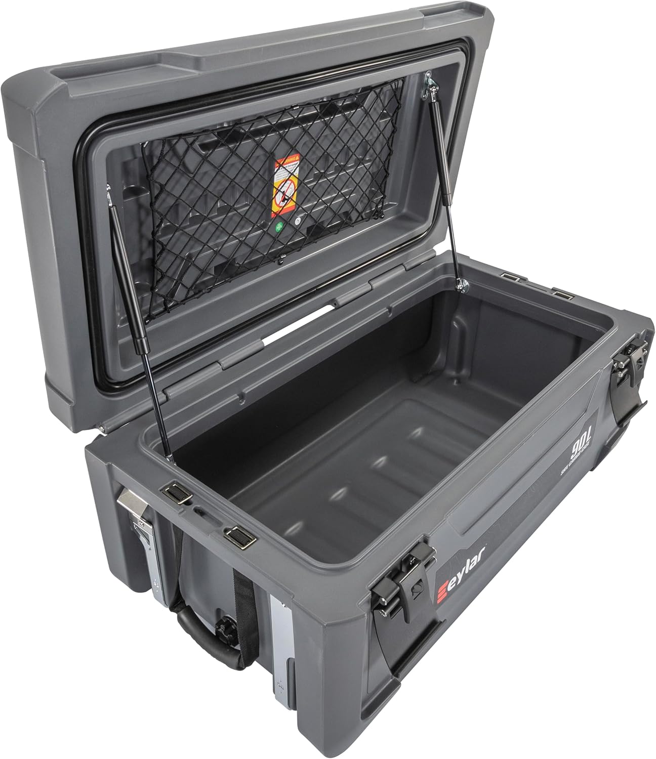Alternative view of SRX-90 Overlanding Cargo Case u2013 90L Waterproof Storage Box for Camping, Off-Road & Truck Bed Gear u2013 Heavy-Duty Lockable Storage with Gas Strut Lid, Stackable Design & Interior Organizer Tray (Gray)