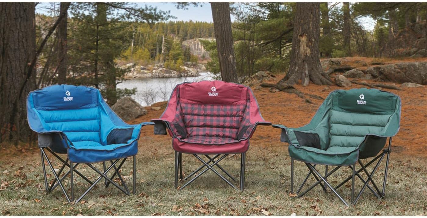 Guide Gear Oversized Extra Large Padded Camping Chair, Portable, Folding, Large Camp Lounge Beach Chairs for Outdoor, Adults, Men and Women, Heavy-Duty 400 Pound Capacity, with Cup Holder Red Plaid