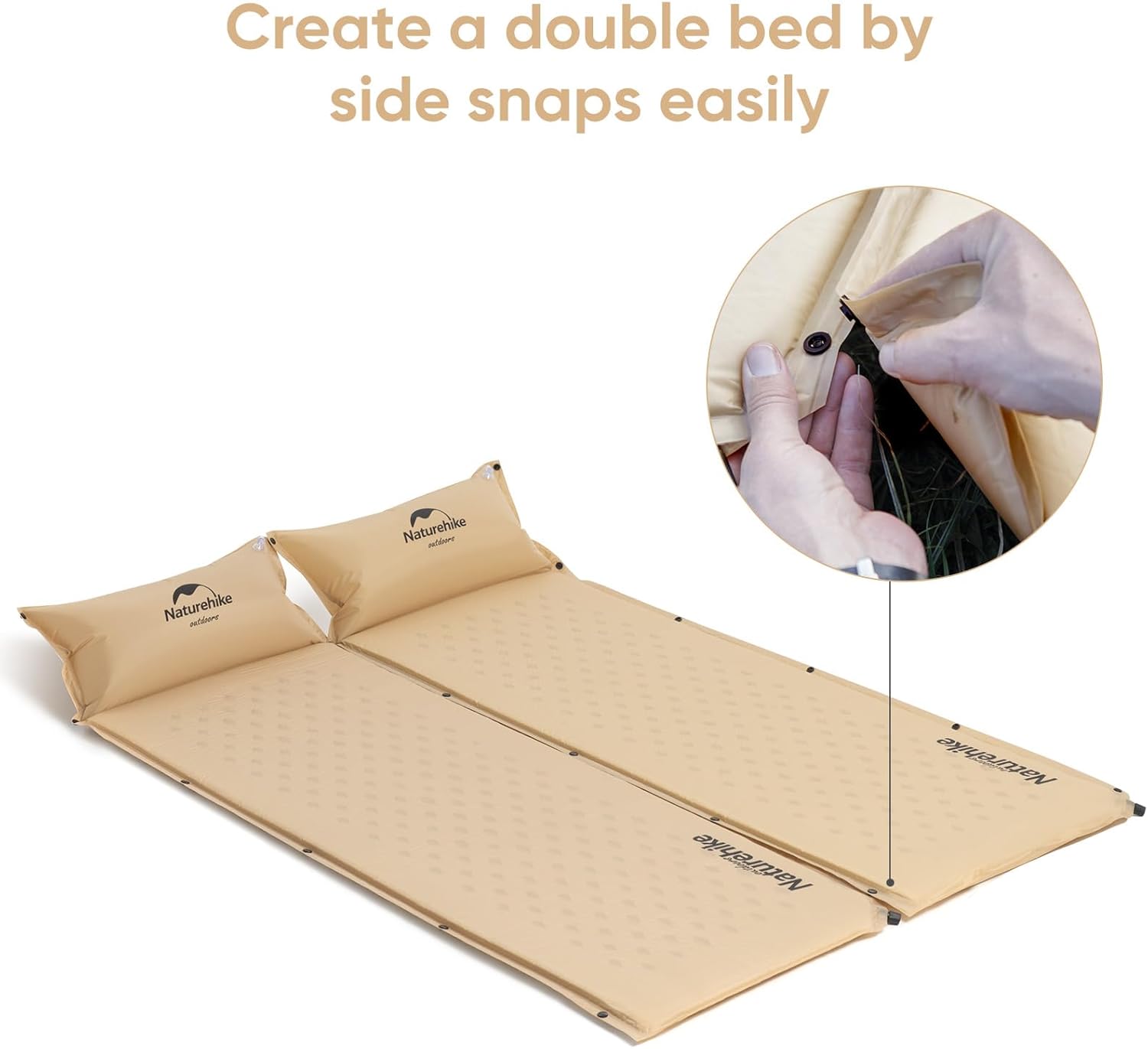 Naturehike Self-Inflating Sleeping Pad, Ultralight Memory Foam Camping Pad with Pillow, Fast Inflating, Patchwork Sleeping Pad for Camping, Hiking, RV Camping, with Storage Bag, Single, Yellow