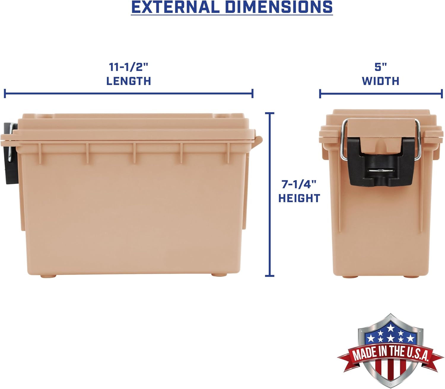 Alternative view of Sheffield 12627 Ammo Storage Box, Stackable .30 Cal Field Boxes, Water and Dust Resistant, Lockable Storage Box with Handle, Secures Hunting Gear, Supplies, and Bullets, Made in USA, Tan, 1-Pack