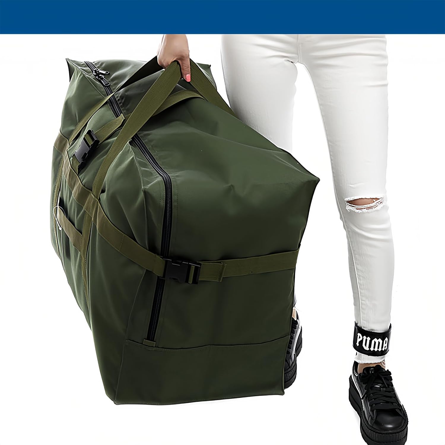 Alternative view of Arxus Large Duffel Bag, Waterproof Carry on Weekend Overnight Storage Bag over Luggage for Airline, Travel, Camping, Moving