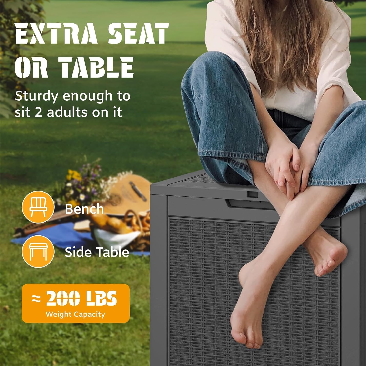 Alternative view of NUNU LAB 31 Gallon Outdoor Storage Box Waterproof, Outside Package Delivery Deck Boxes with Lockable Lid, Backyard Storage Bin For Garden Tools, Patio Cushions Accessories, Black