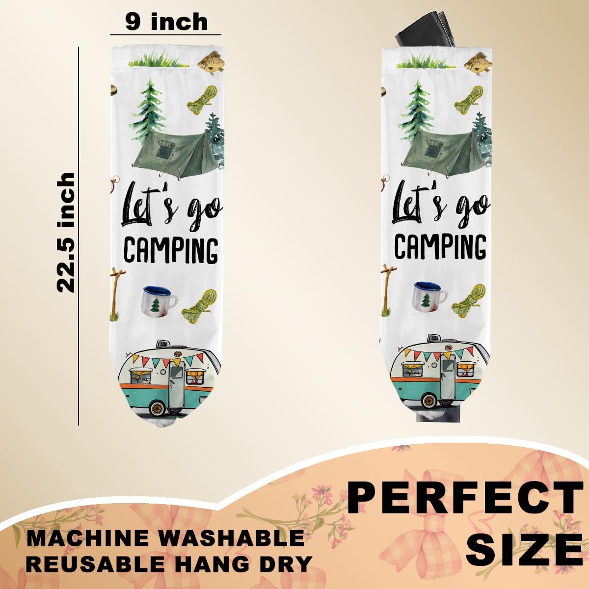 Alternative view of Camping Plastic Bag Holder, Wall Mount Trash Bag Holder, Tent Rv Bonfire Large Reusable Grocery Bags Organizer Storage Dispenser for Camp Kitchen Pantry, Camping Gifts for Women Men Camper