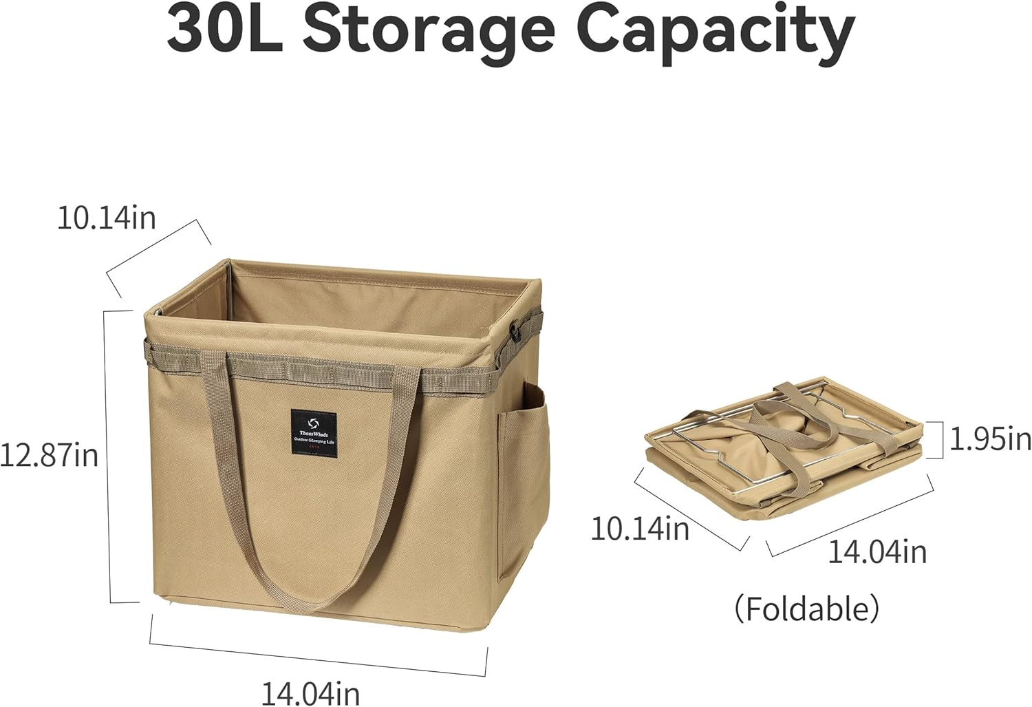 Alternative view of Thous Winds Tactical Camping Storage Bag, 30L Collapsible Multifunctional Storage Toolbox, for Outdoor Camping Picnic Car Trunk Organizer, Olive Green