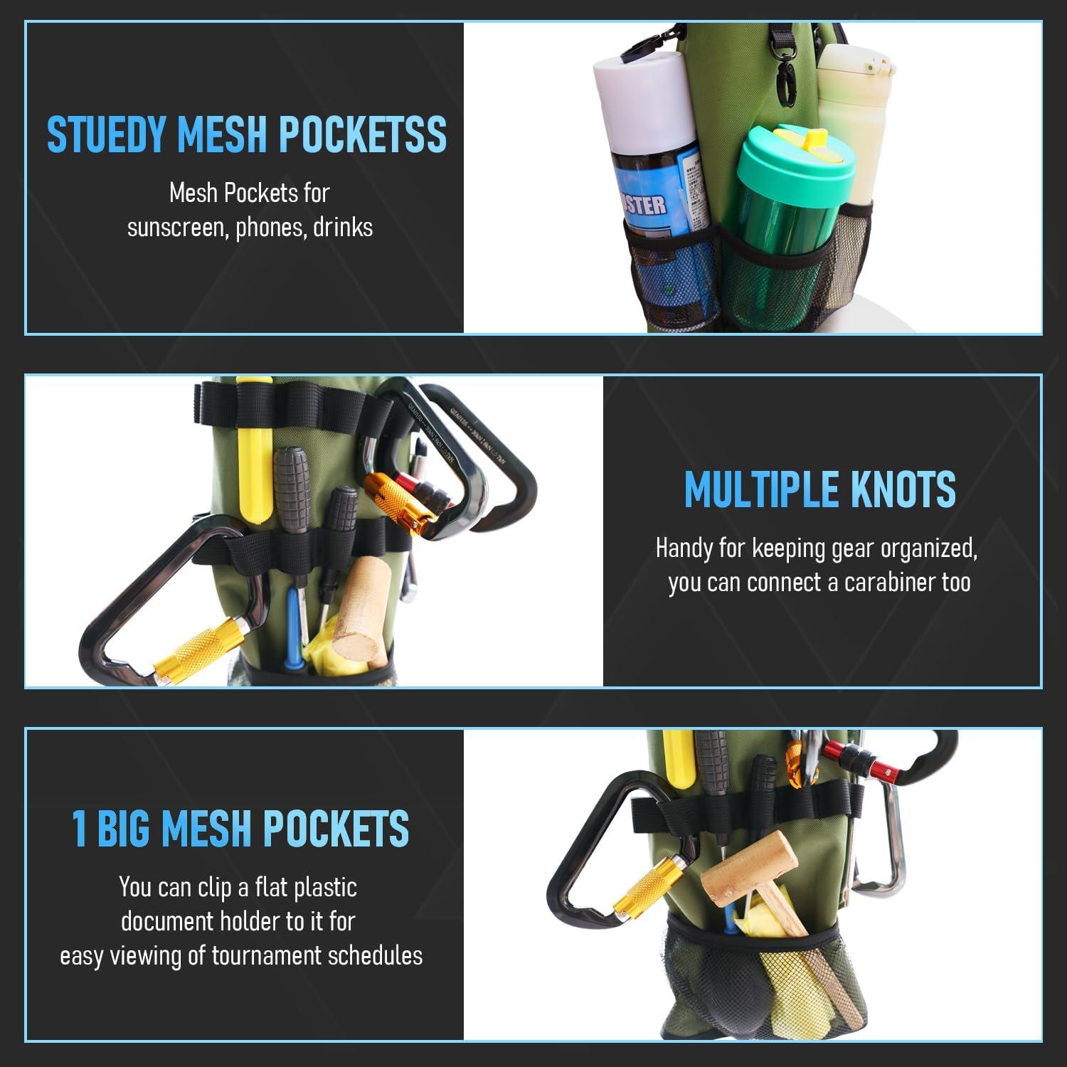 Alternative view of Hanging Storage Canopy Organizer for Camping Supplies & Gear, 2 in 1 Strap & Pocket Organizer with 8 Hooks, 9 Net Pockets & 28 Knots & Paper Towel Storage