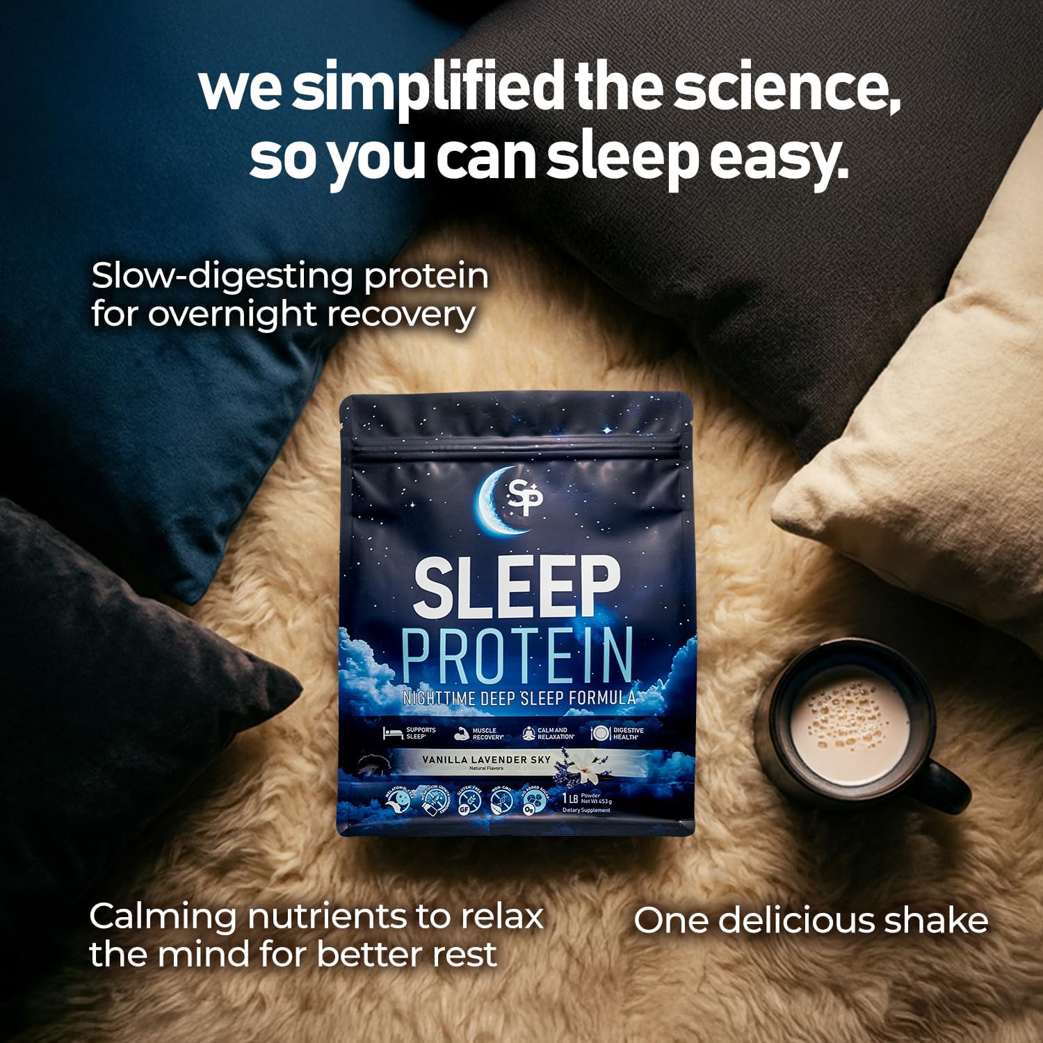 Alternative view of SleepProtein™ Nighttime Casein Recovery Shake – 20g Slow-Release Protein for Overnight Muscle Repair & Deep Sleep Support – Melatonin-Free, GLP-1 Friendly, with Magnesium, GABA, Theanine & Tryptophan
